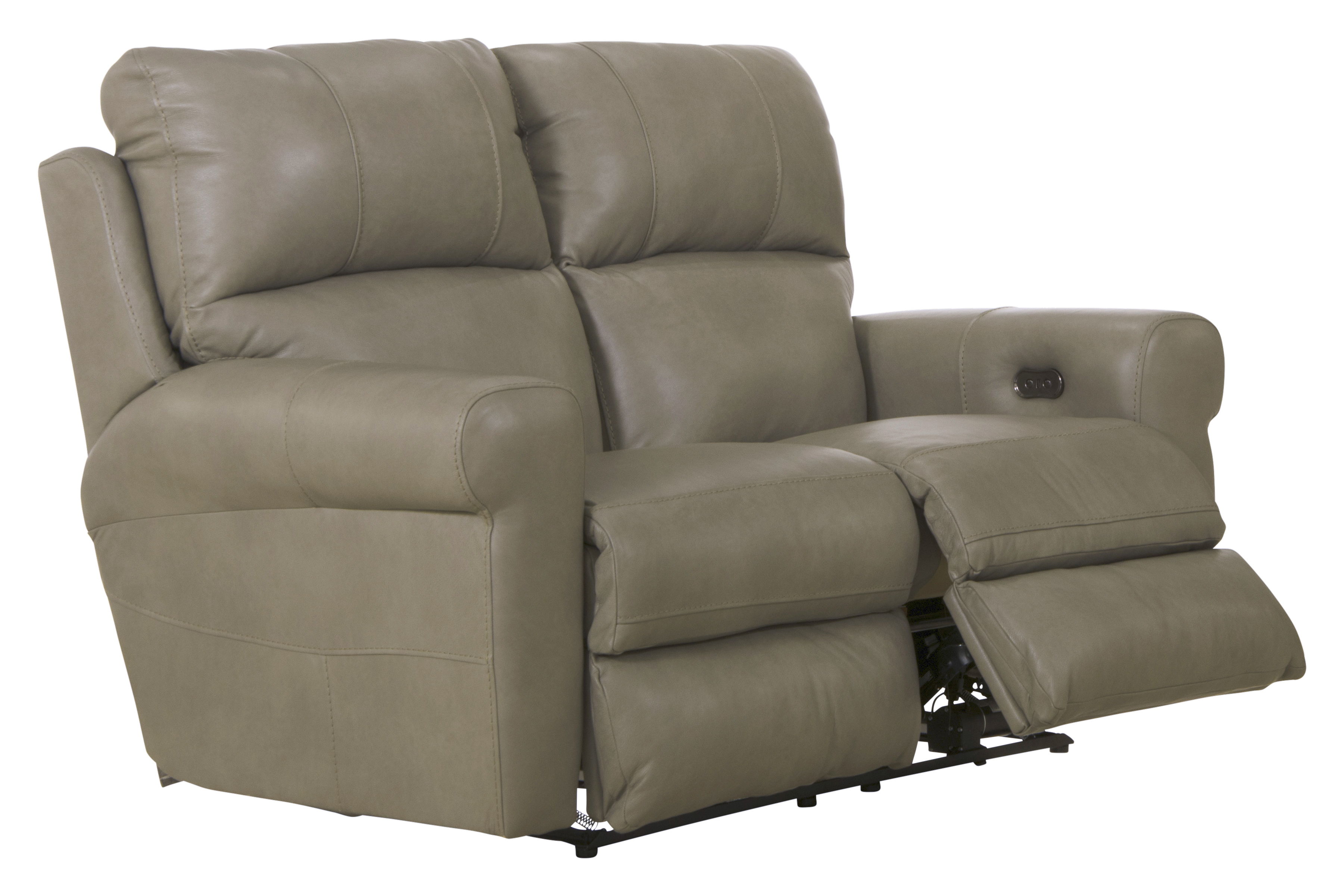 Torretta - Top Grain Italian Leather Power Lay Flat Reclining Loveseat - Putty