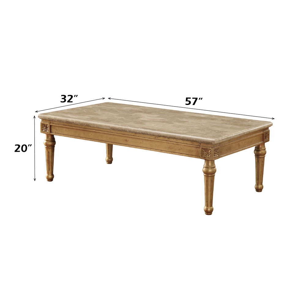 Daesha - Coffee Table - Marble Top & Antique Gold, beige, view 3