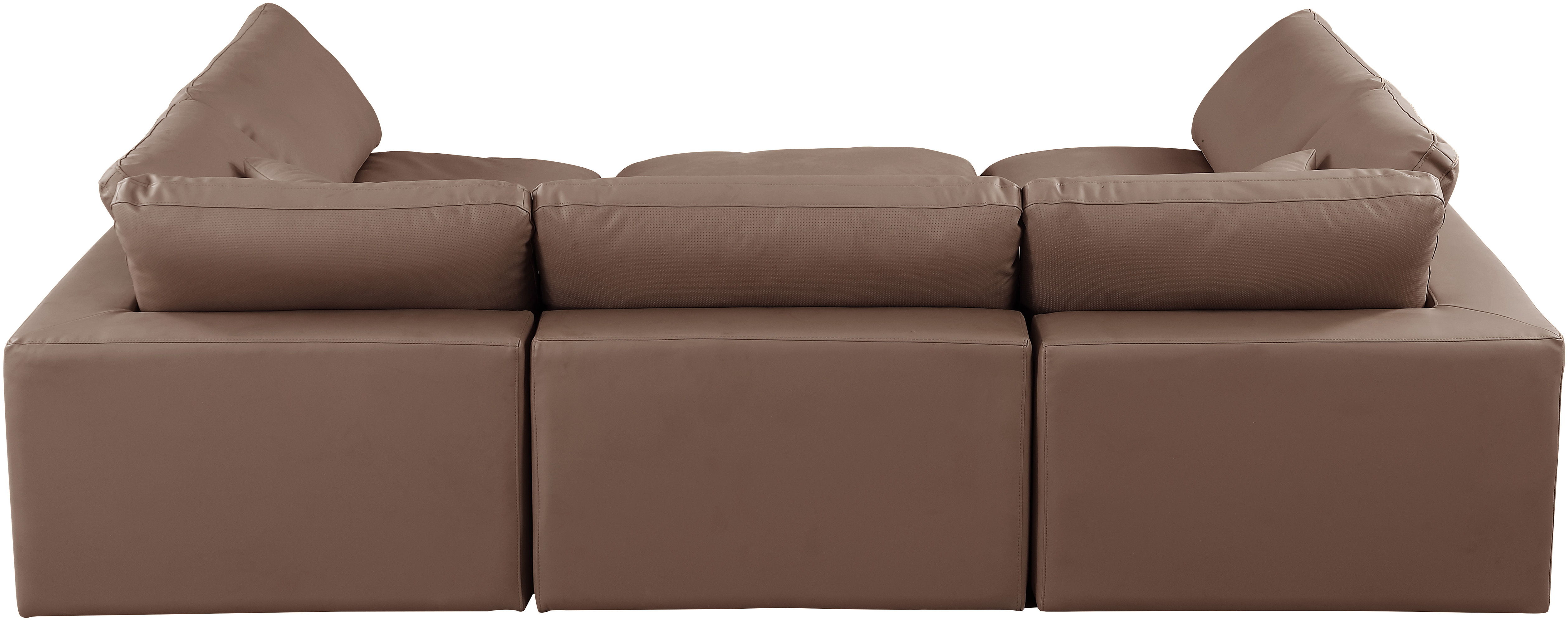 Comfy - 6 Piece Faux Leather Sectional - Brown