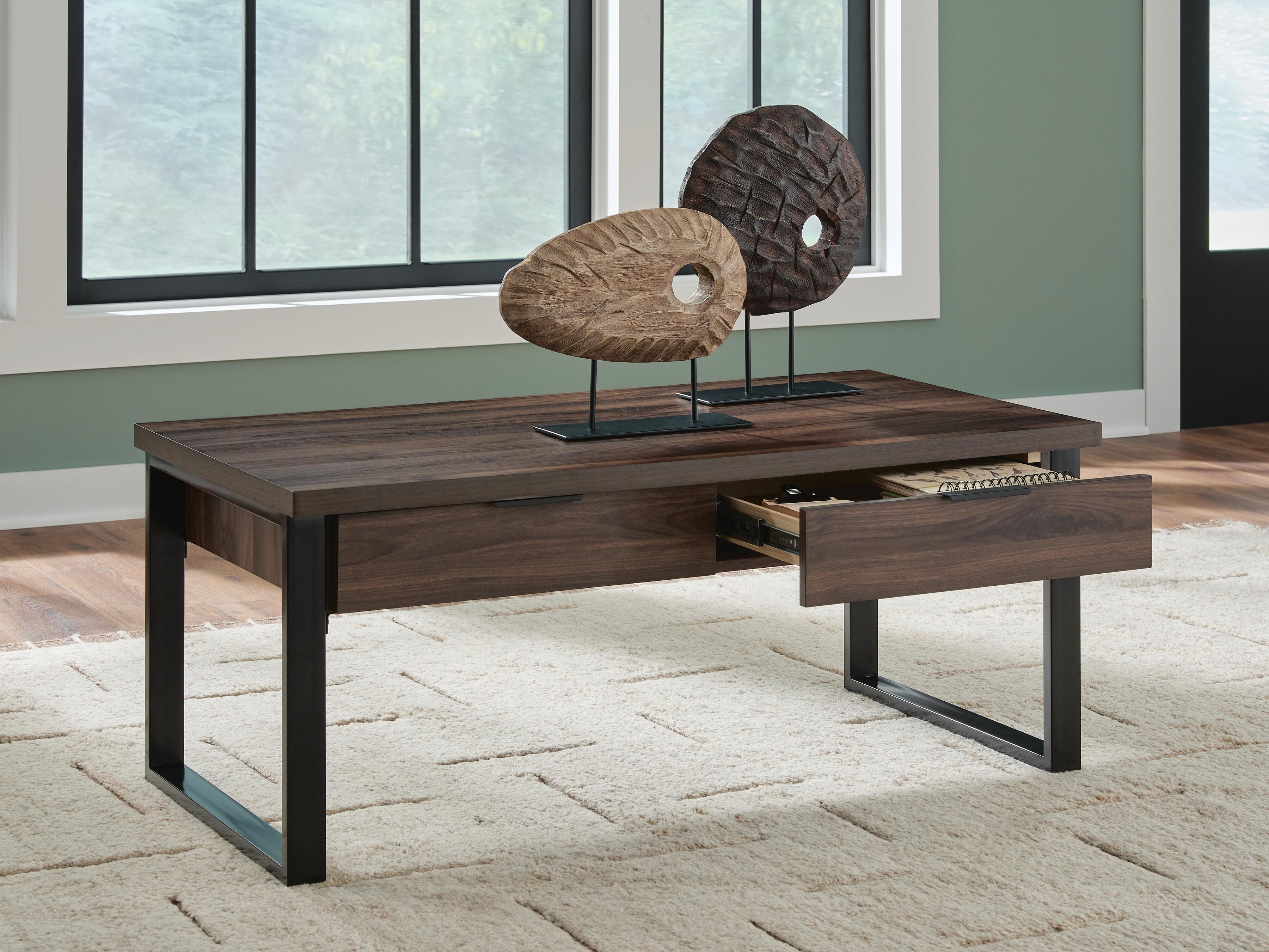 Ashley Furniture Wickman Falls - Rectangular Cocktail Table - Dark Brown - Image 6