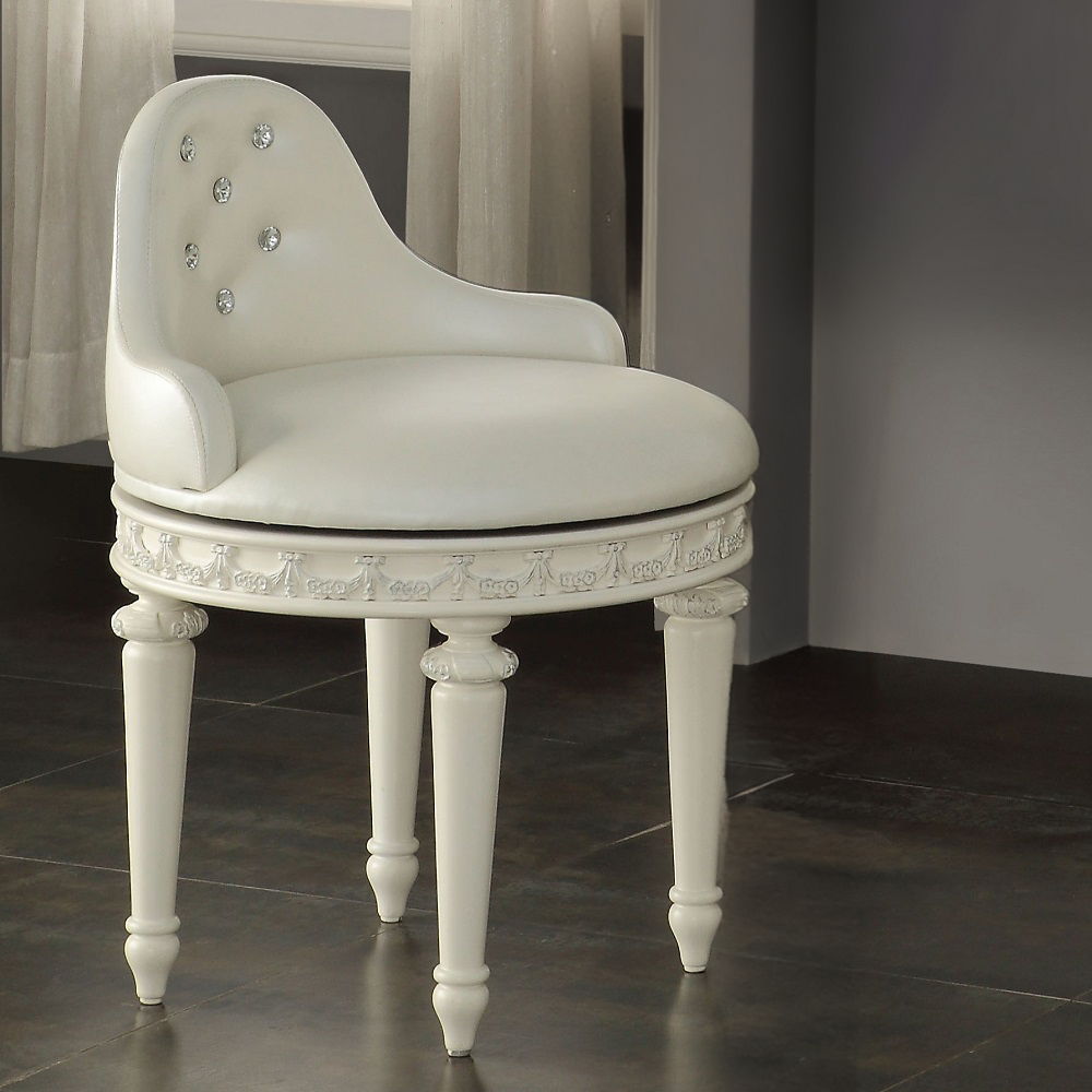 Dorothy - Vanity Chair With Swivel - Ivory, white