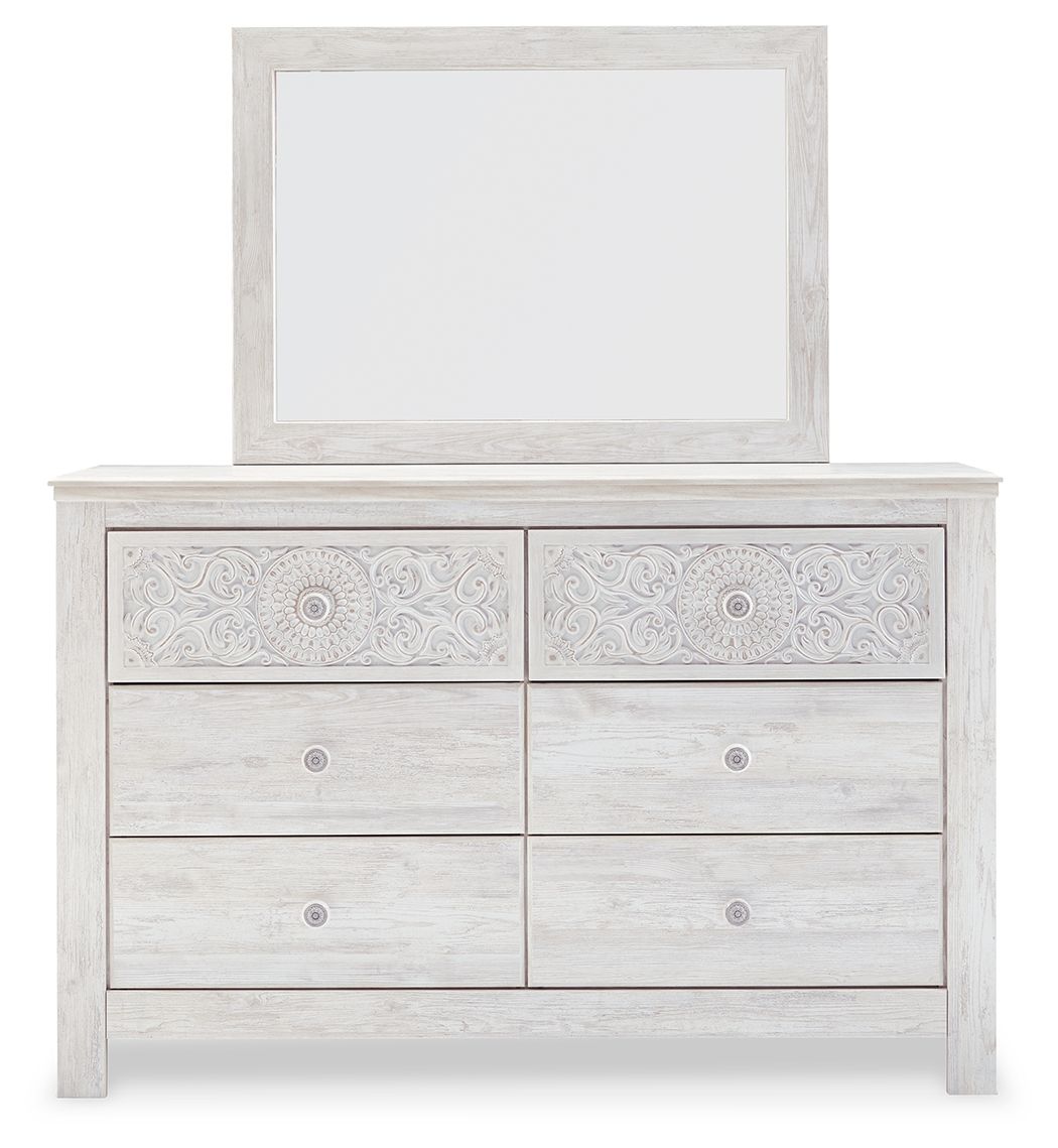 Ashley Furniture Paxberry - Dresser, Mirror - Medallion Drawer Pulls - Whitewash - Image 3