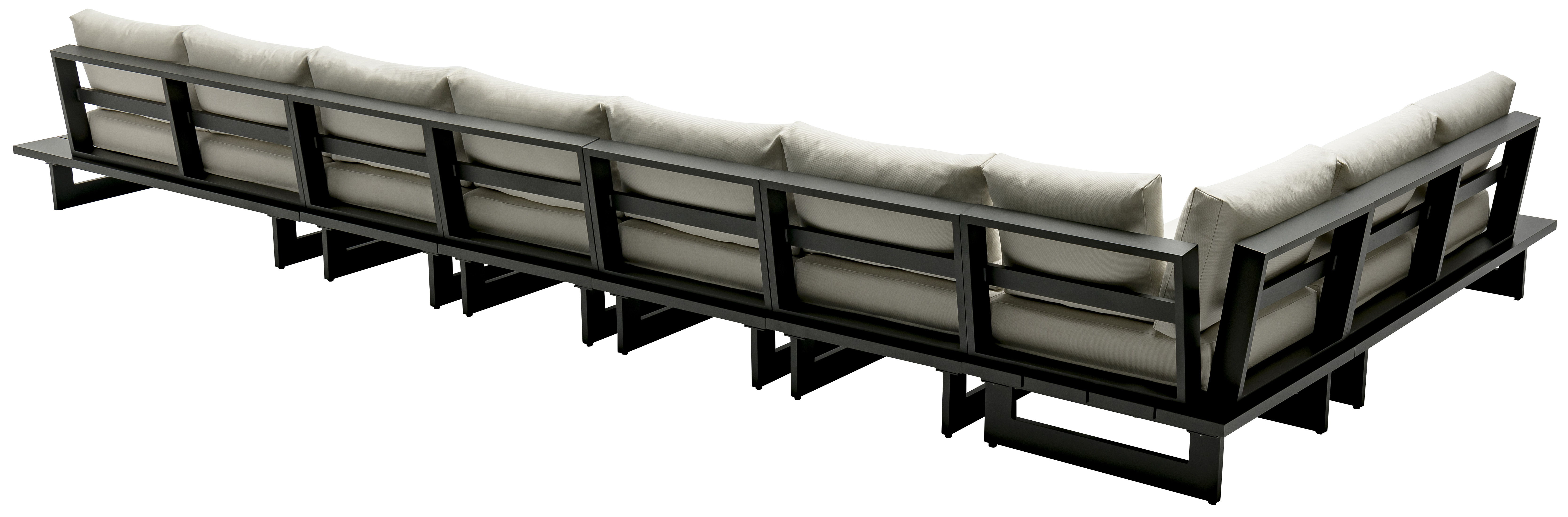Maldives - 7 Piece Water Resistant Outdoor Patio Modular Left Arm Facing Sectional With Gray Base - Cream
