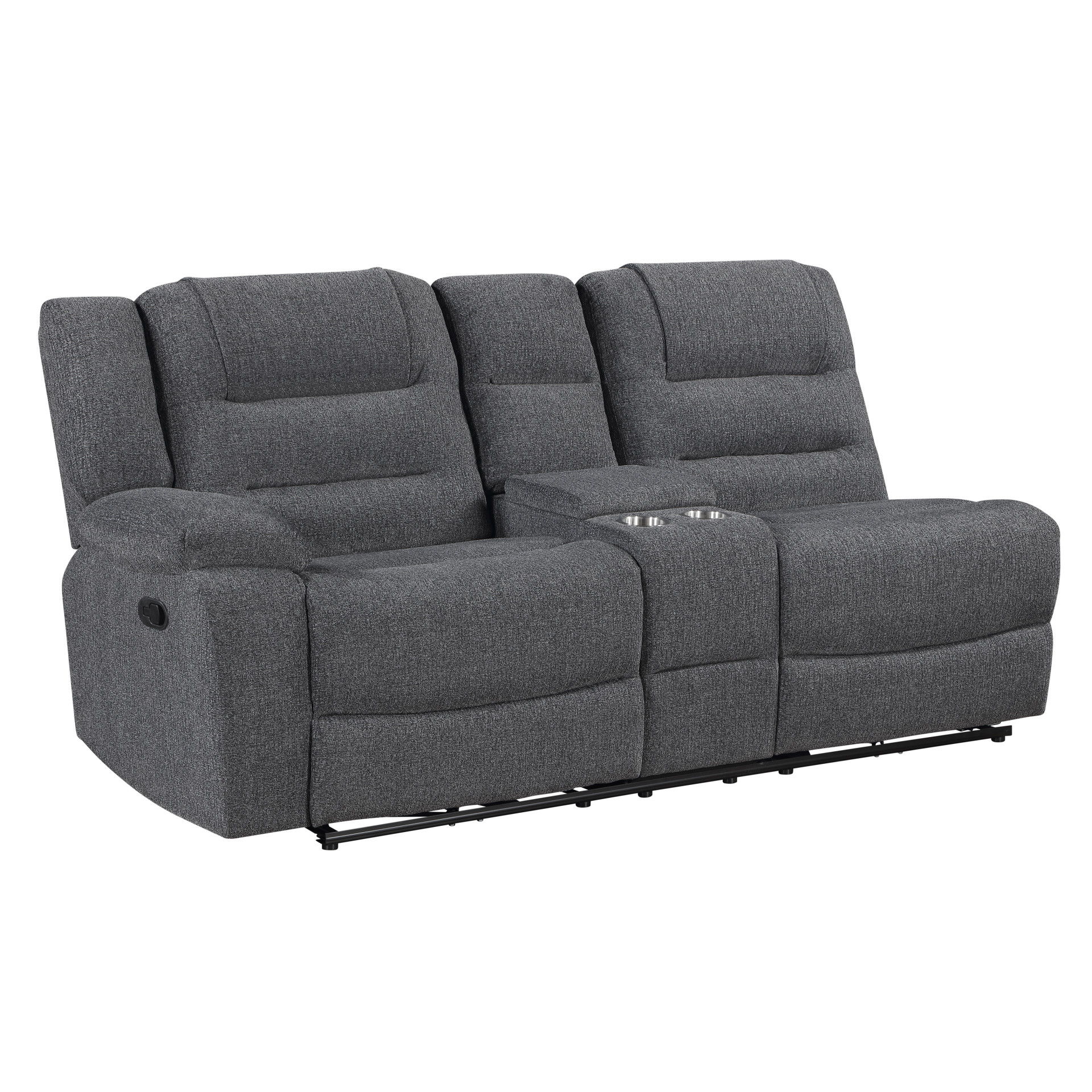 Redondo - LAF Console Loveseat With 2 Recliners - Dark Gray