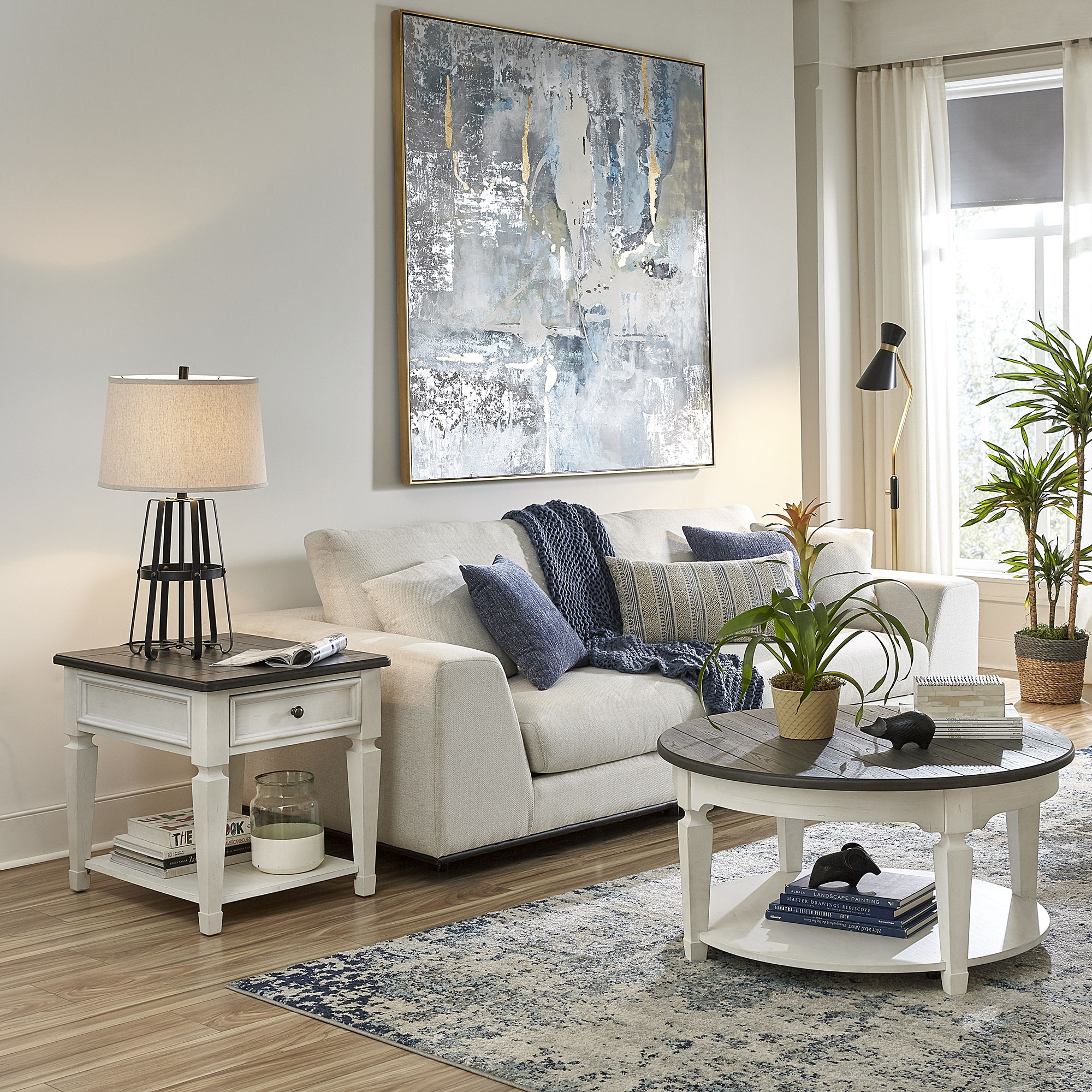 Liberty Furniture Allyson Park - 3 Piece Living Room Set - White - Round Cocktail Table