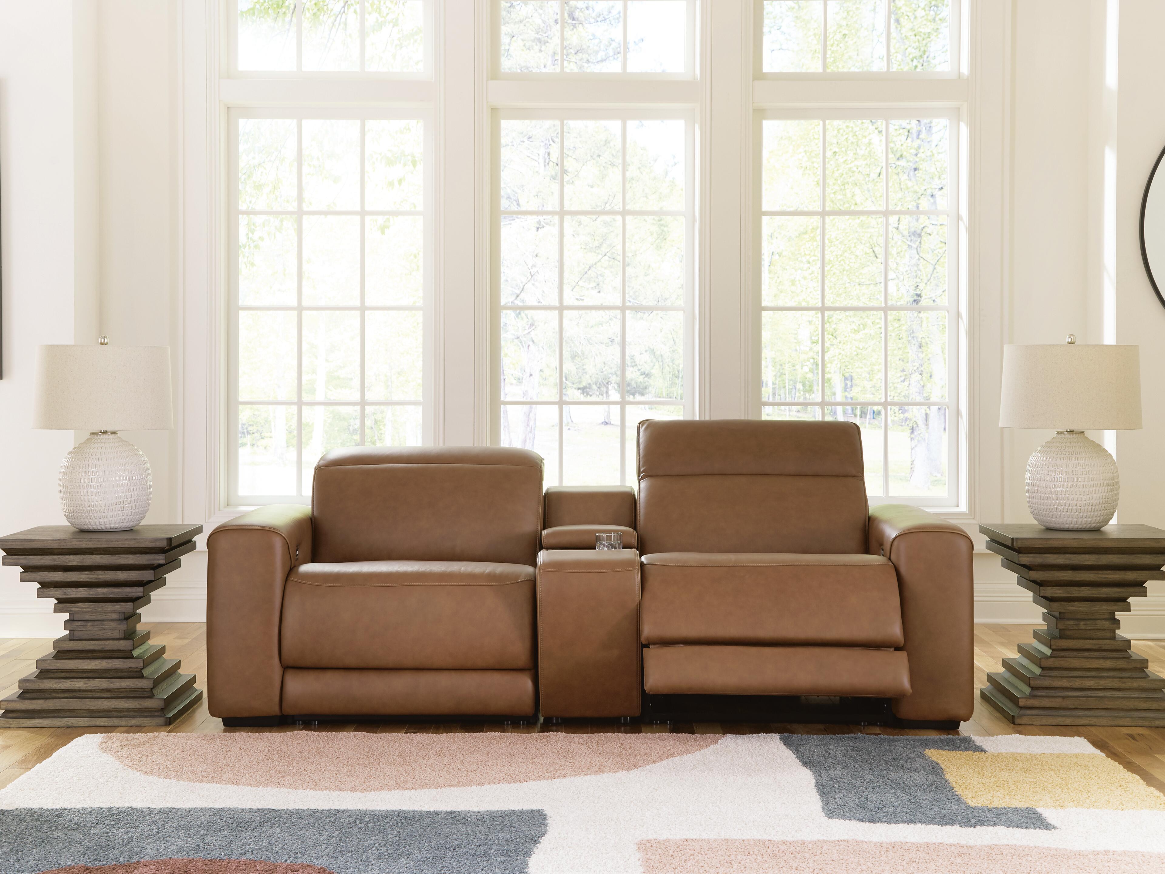 Ashley Furniture Magic Man - 3-Piece Power Reclining Sectional Loveseat With Console - Caramel - Image 5