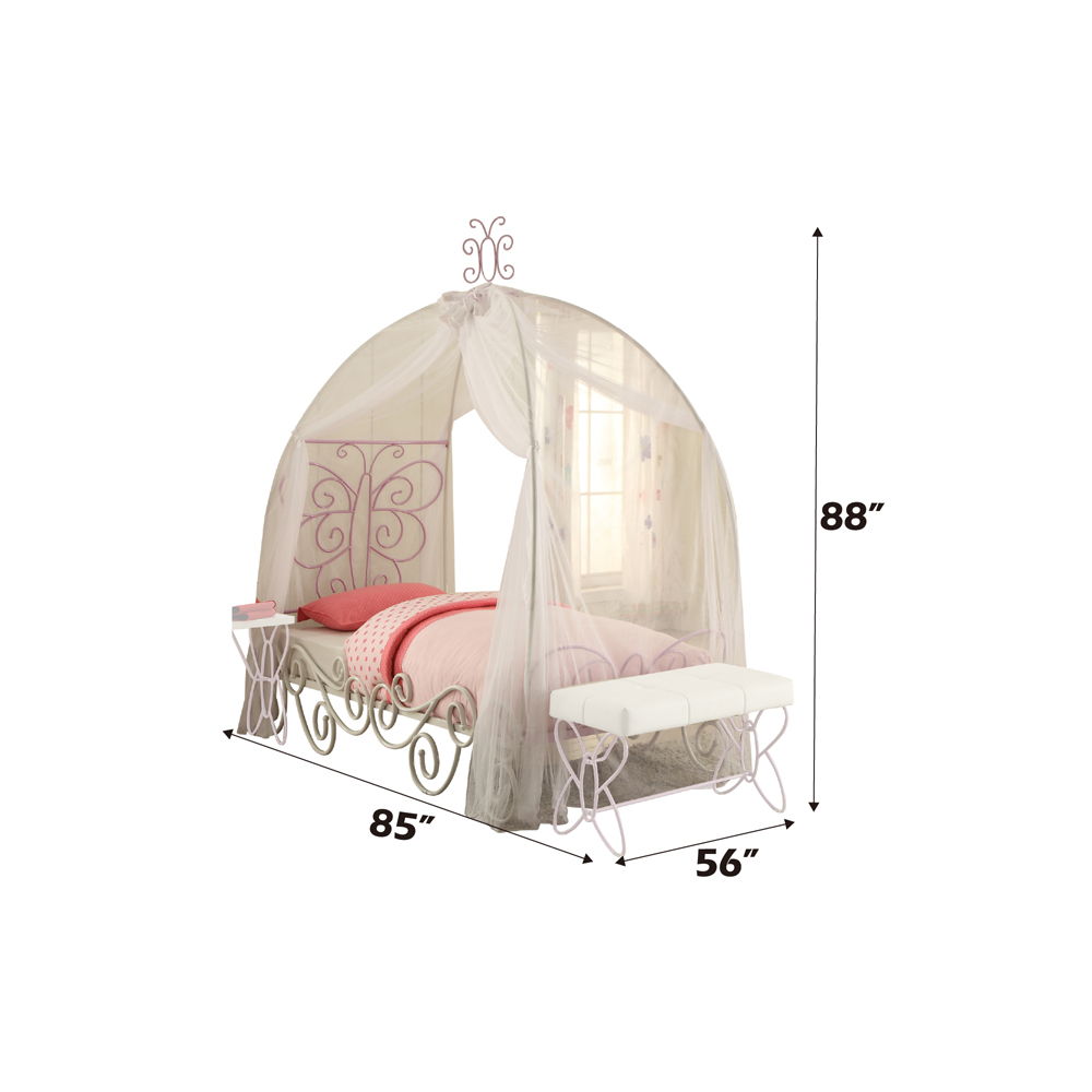 Priya II - Full Bed With Canopy - White & Light Synthetic Leather Rple, white, view 7