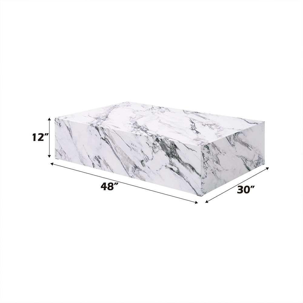 Fritzy - 48" Coffee Table - Engineered Stone, white, view 7