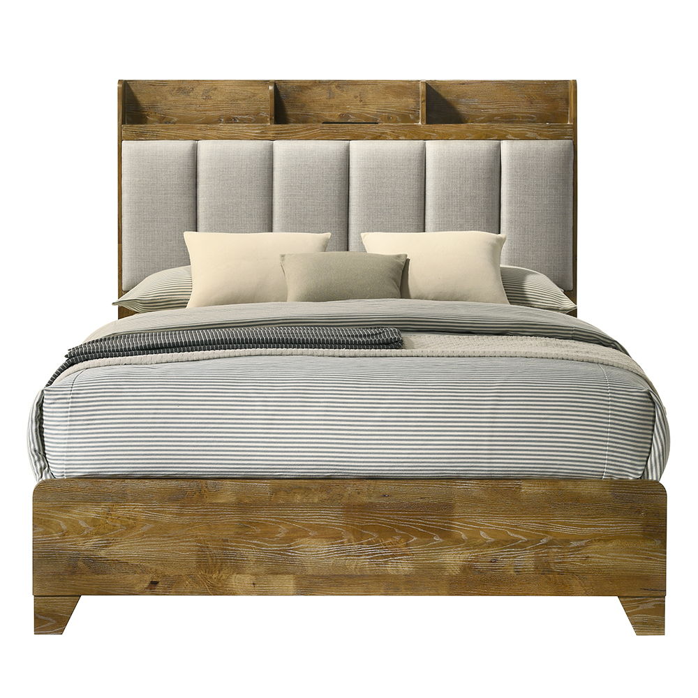 Garcia - Queen Bed With USB - Light Brown, light brown, view 8