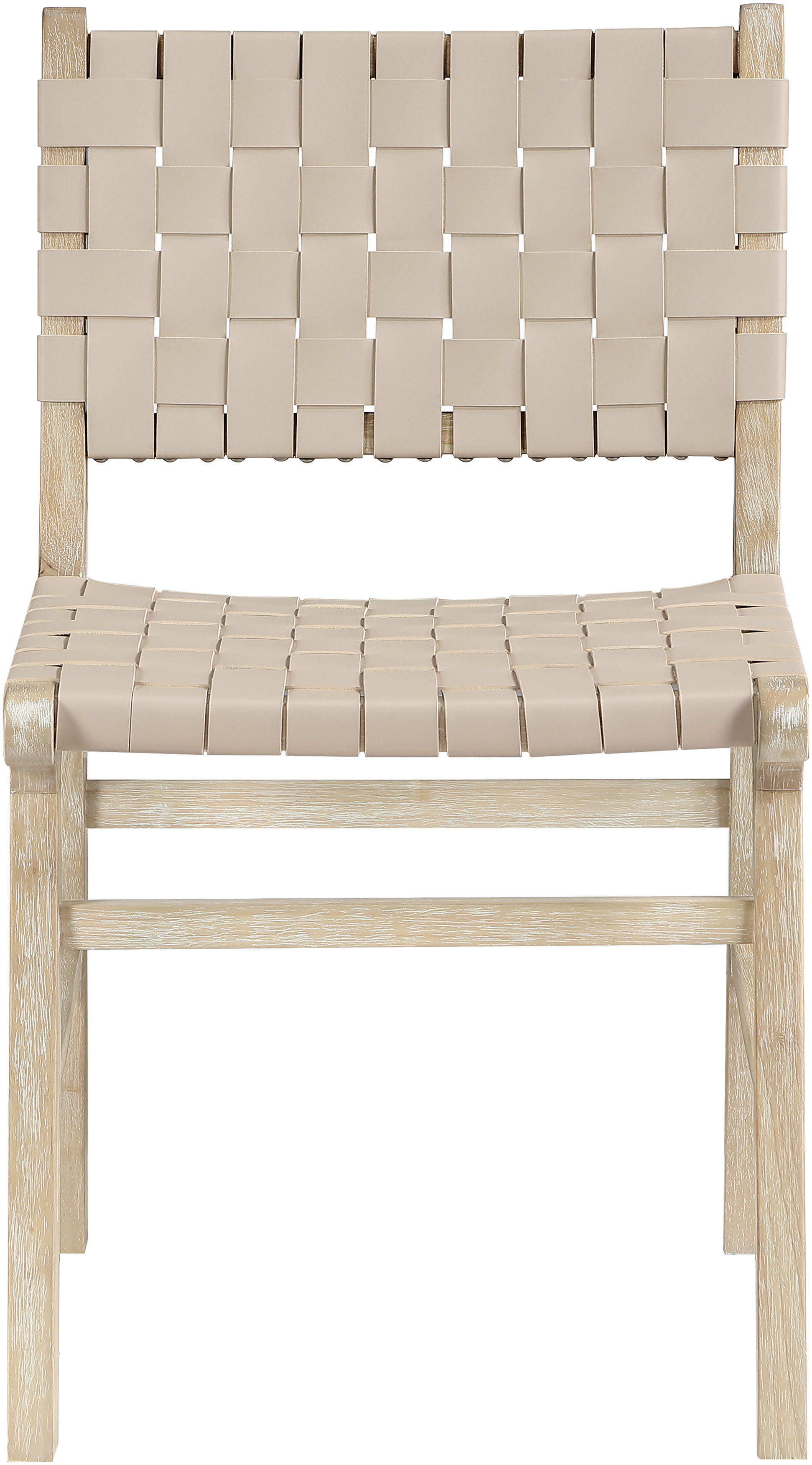 Entwine - Vegan Leather Upholstered Dining Chair - Beige / Painted Natural