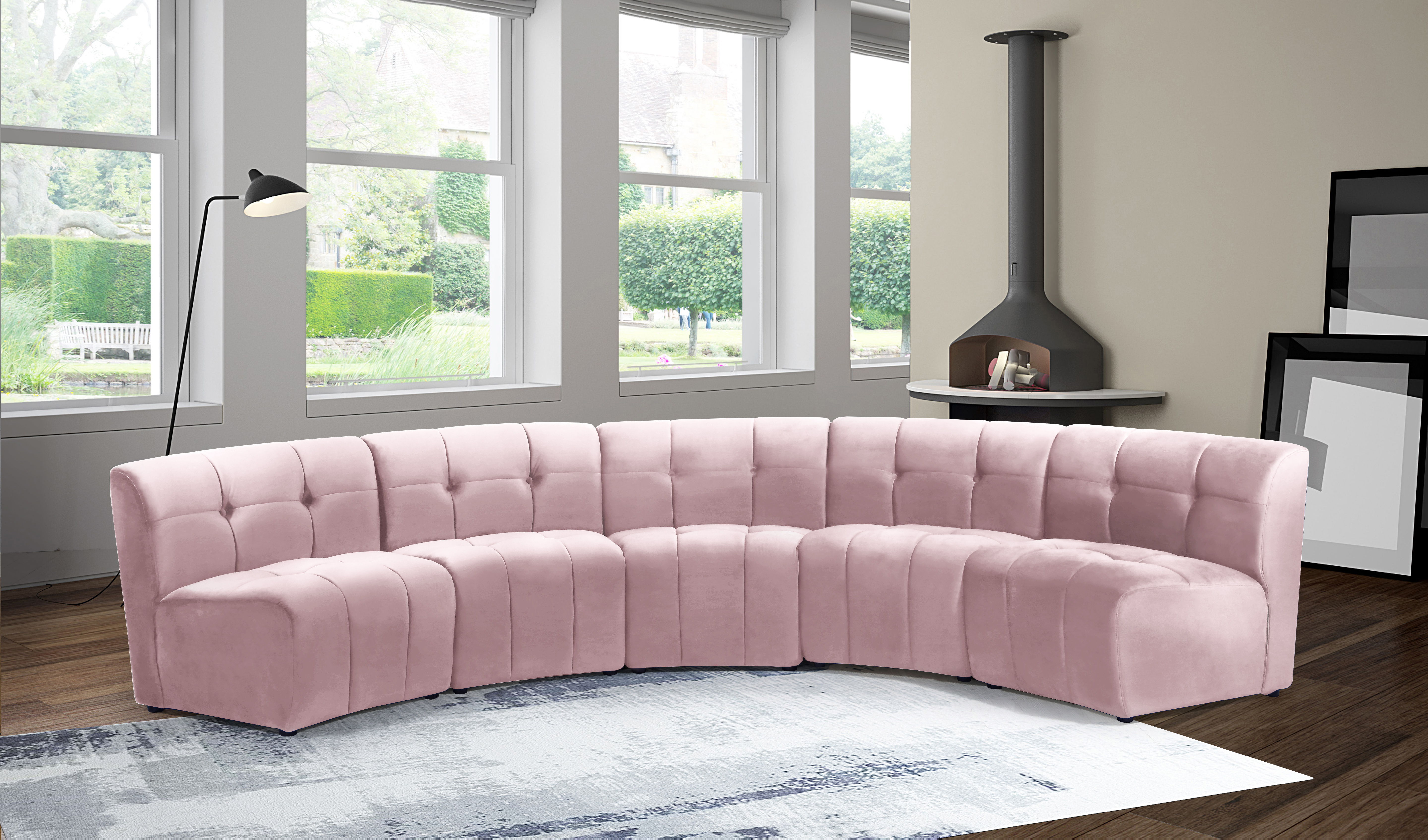 Limitless - 5 Piece Modular Sectional - Pink