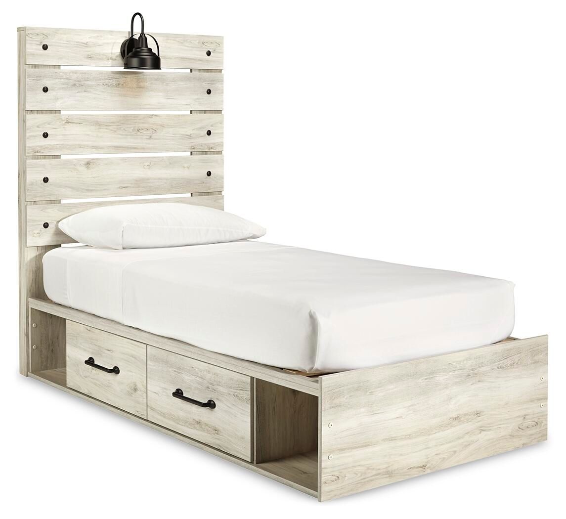 Cambeck – Twin Panel Bed With 4 Storage Drawers – Whitewash