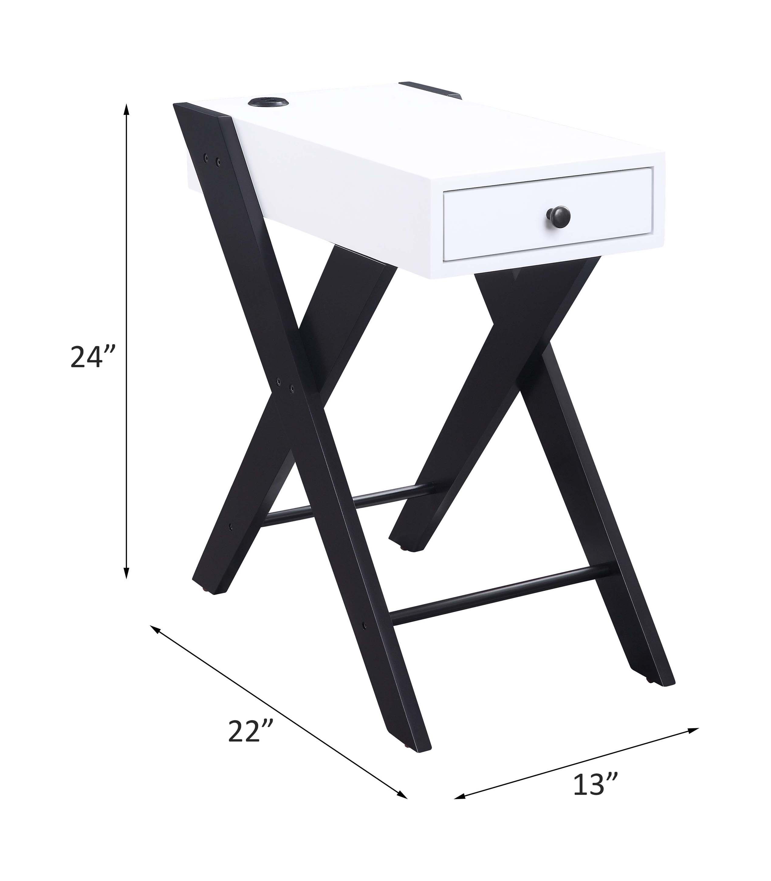 Fierce - Accent Table With USB - White & Black, white, view 5