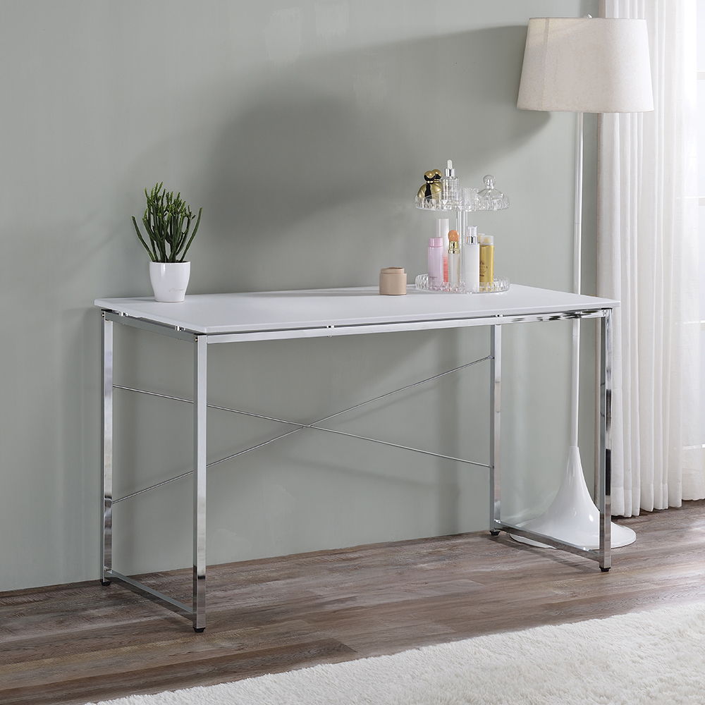 Tennos - Writing Desk (Same Ac00903) - White & Chrome, white