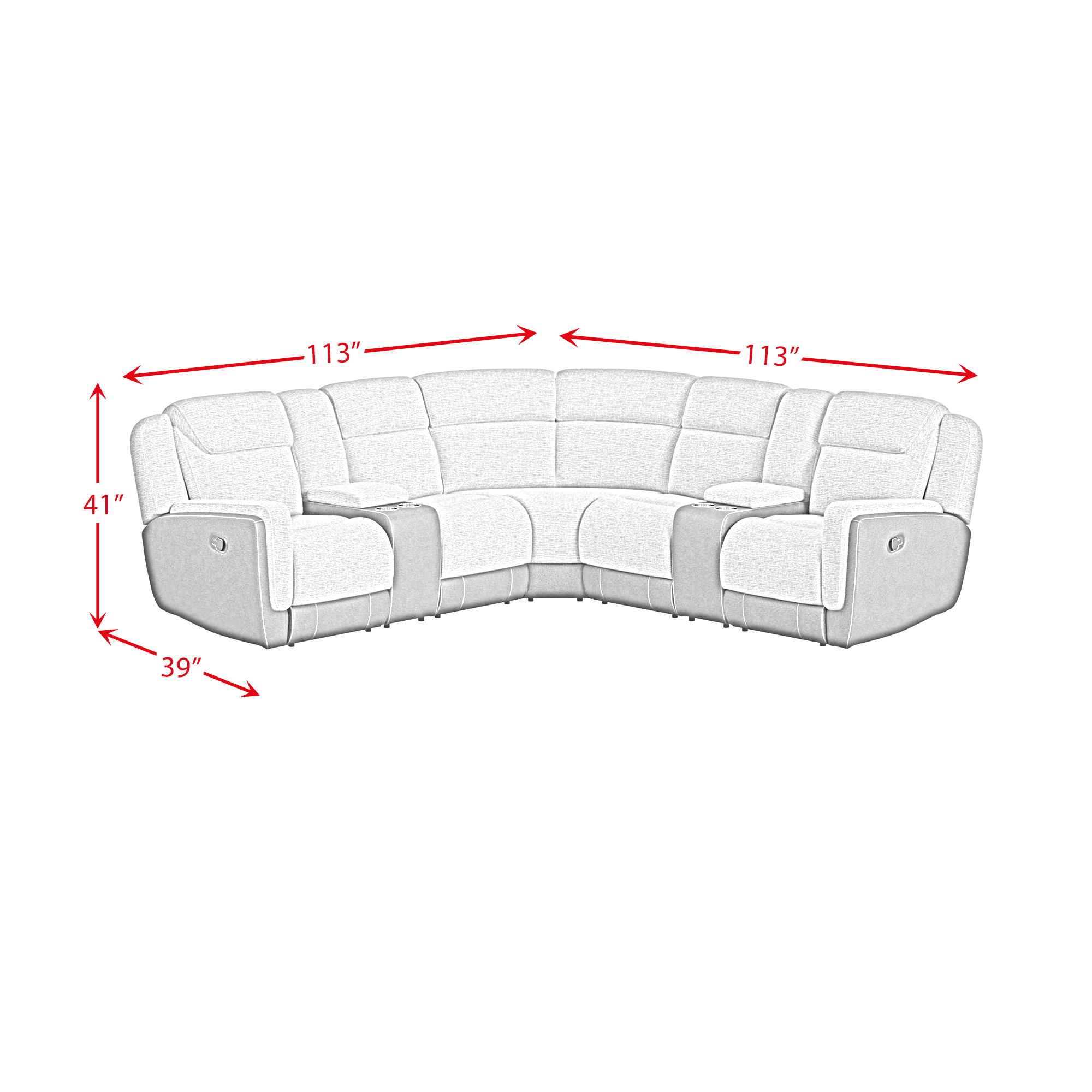 Hornet - 3 Piece Motion Sectional Set With Console - Rancho Gray