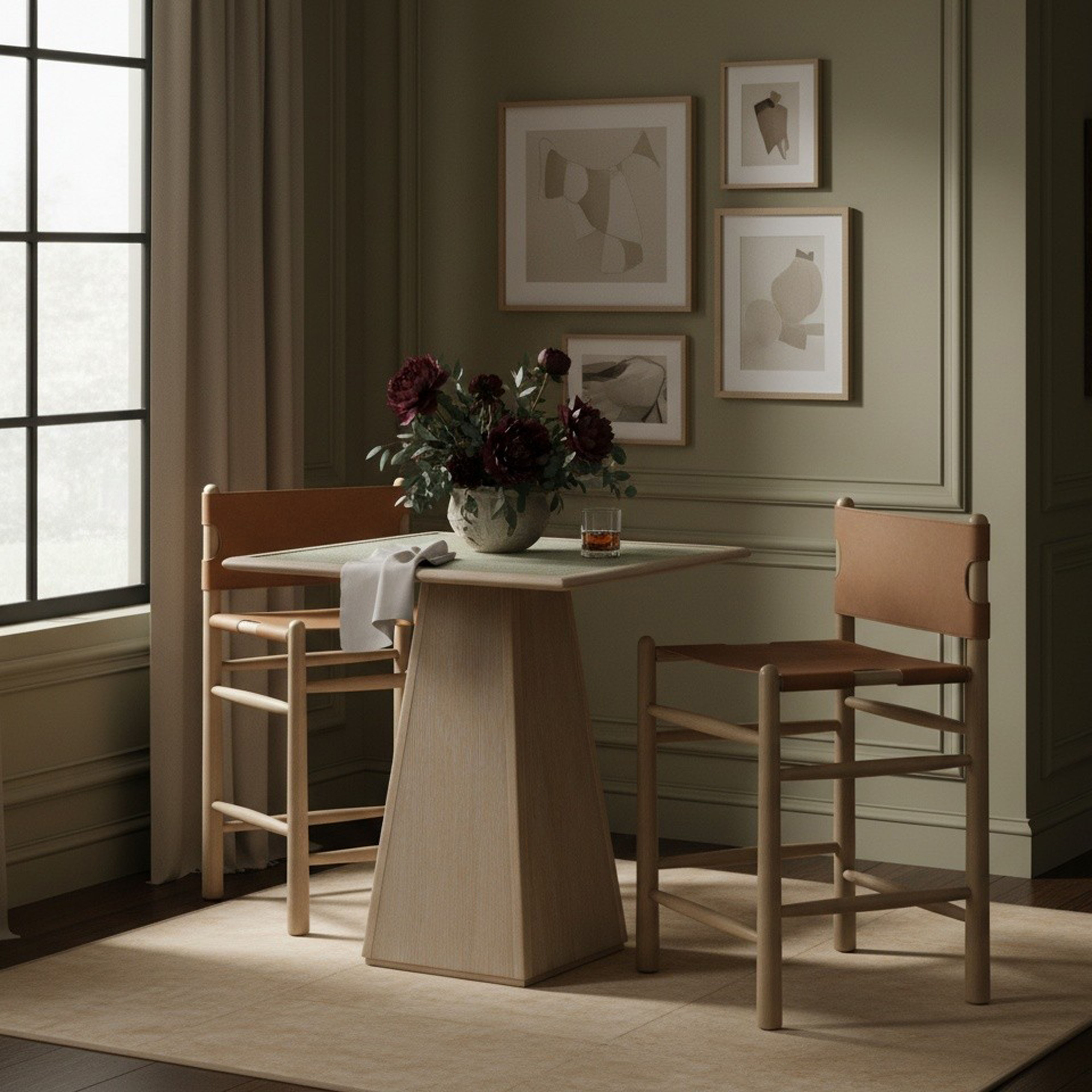 Santos - Vegan Leather Upholstered Counter Stool - Brown / Stained Natural