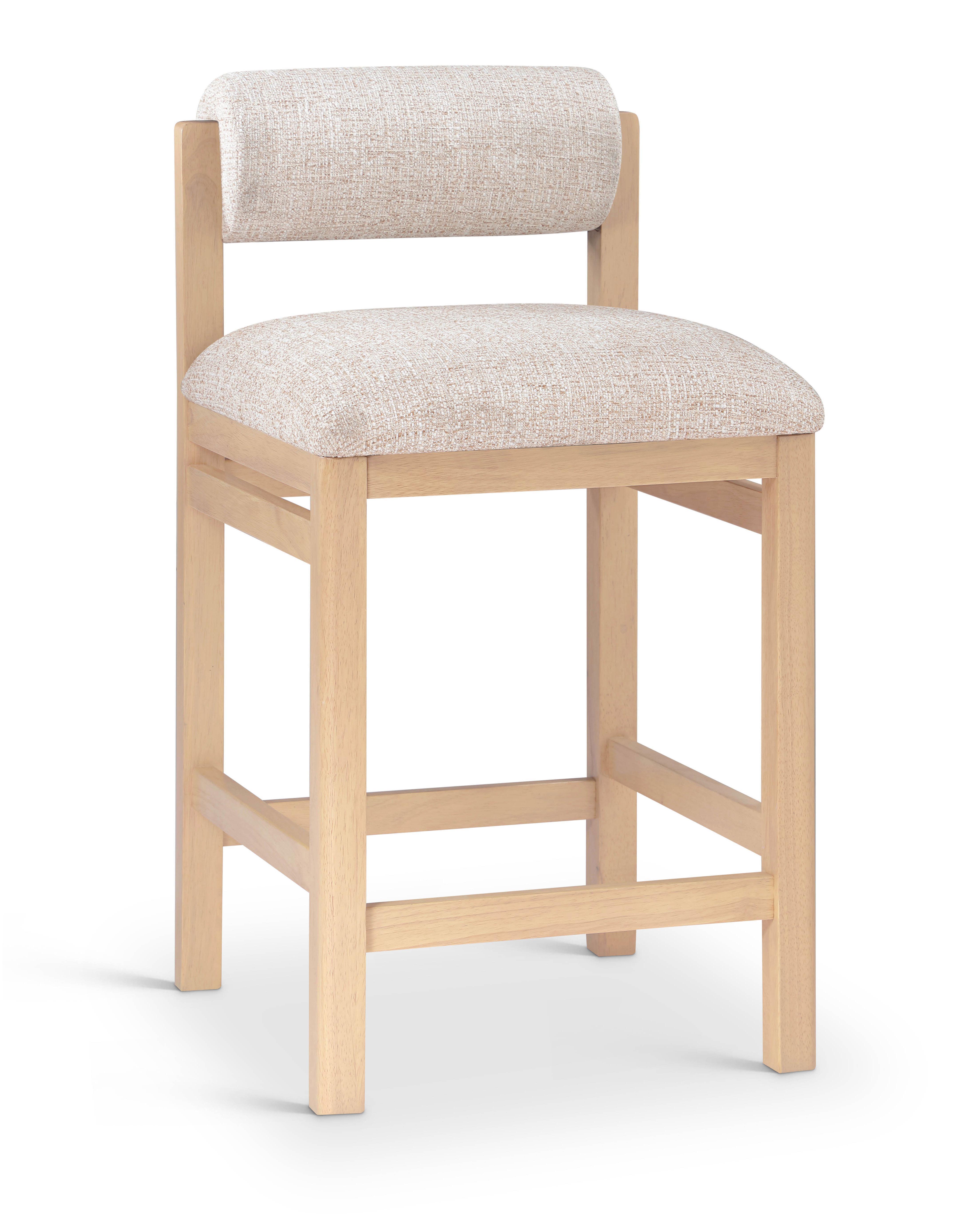 Roundhill - Linen Textured Fabric Upholstered Counter Stool - Beige