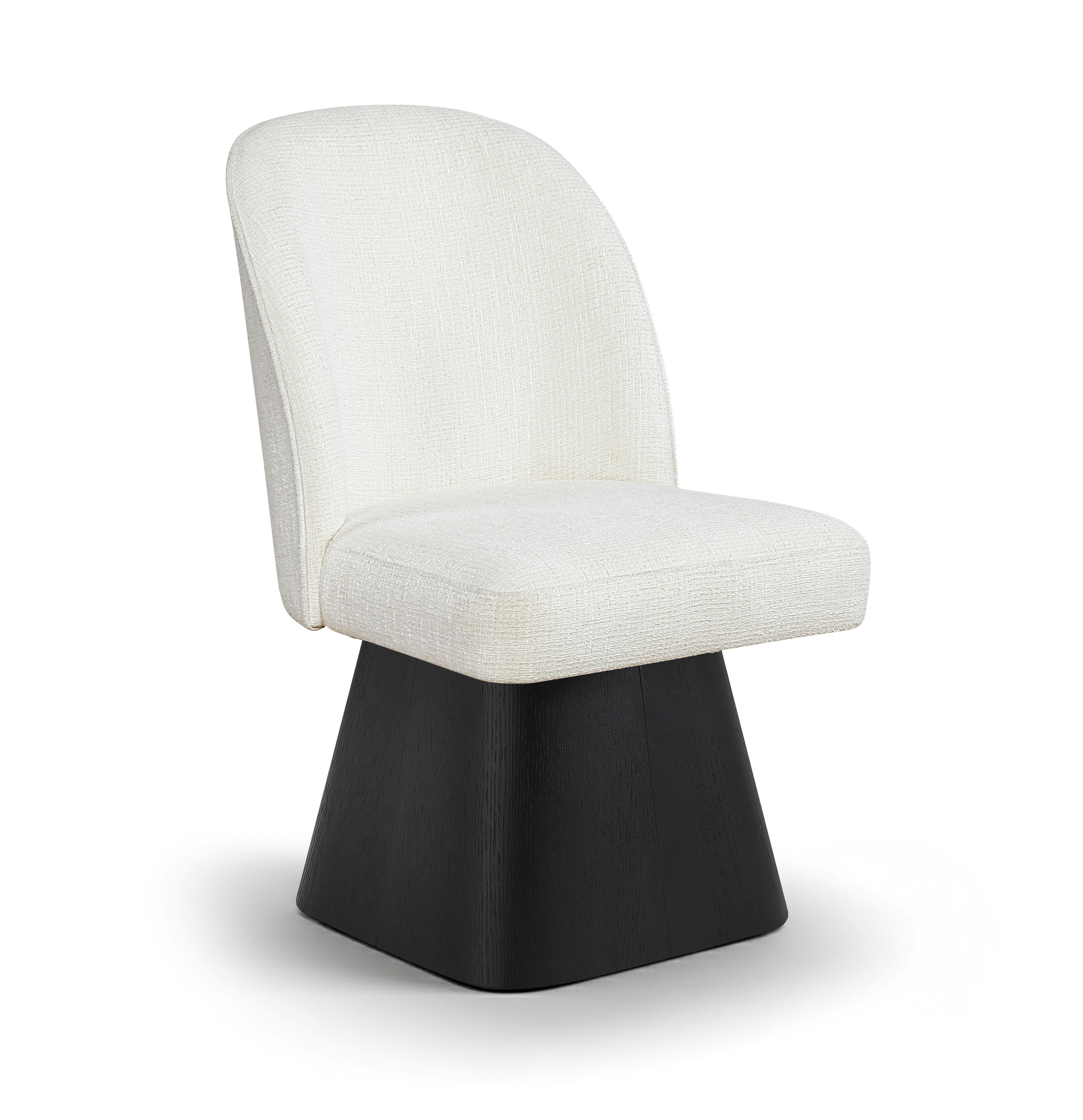 Marlowe - Linen Textured Fabric Upholstered Swivel Dining Side Chair - Cream / Stained Black