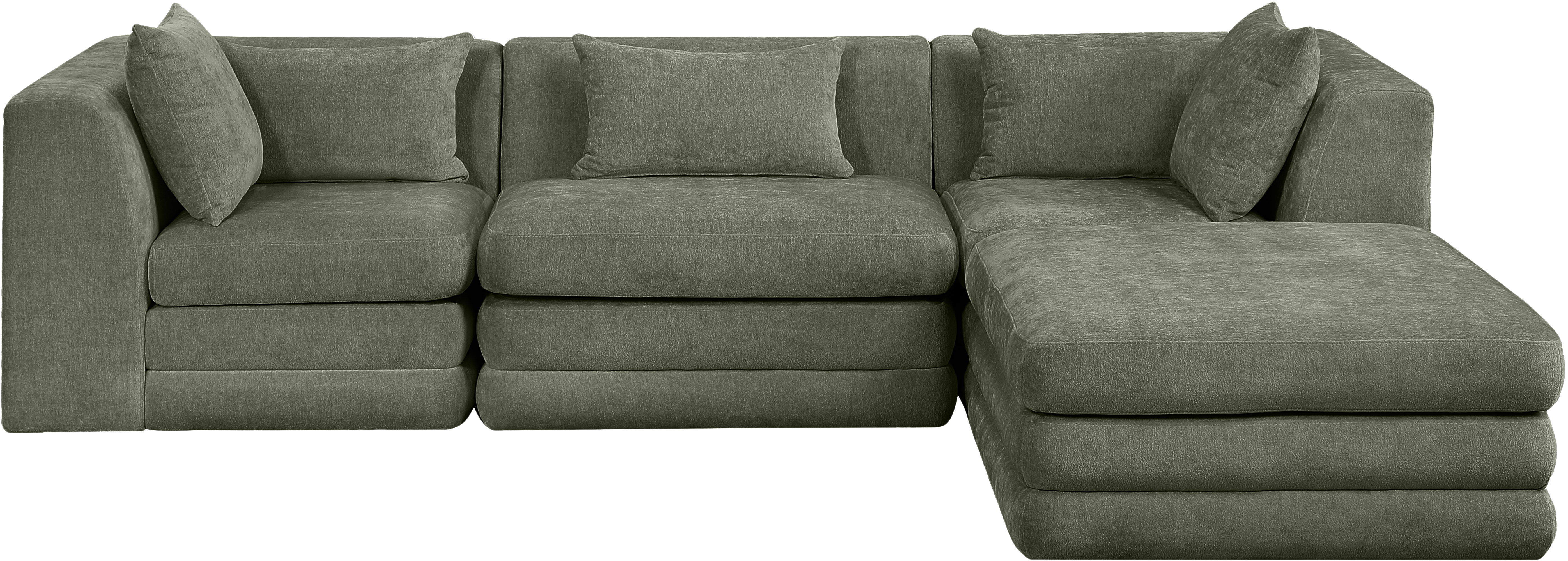 Stellar - 4 Piece Chenille Fabric 114" Upholstered Modular Sectional - Green