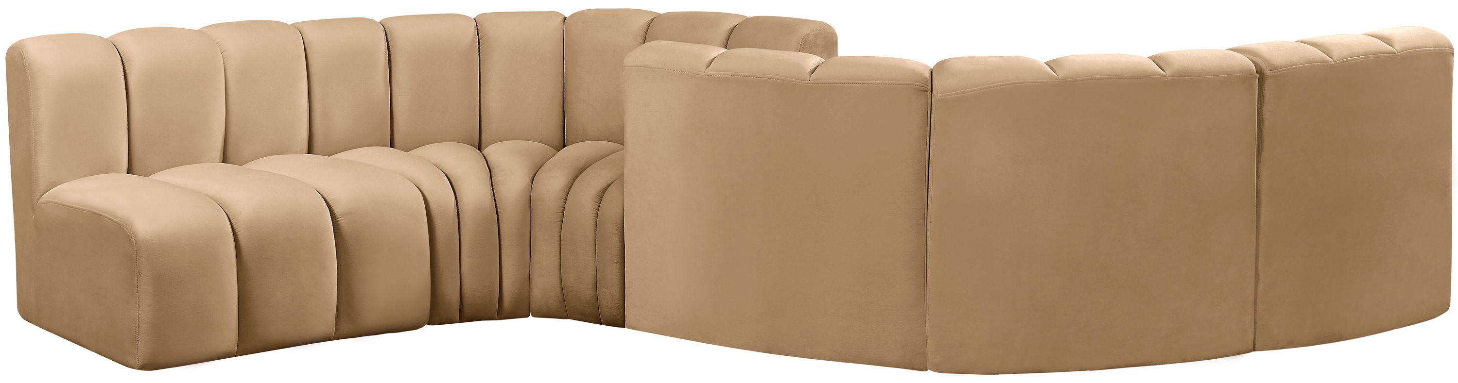 Arc - Velvet 6 Piece Modular Sofa - Camel