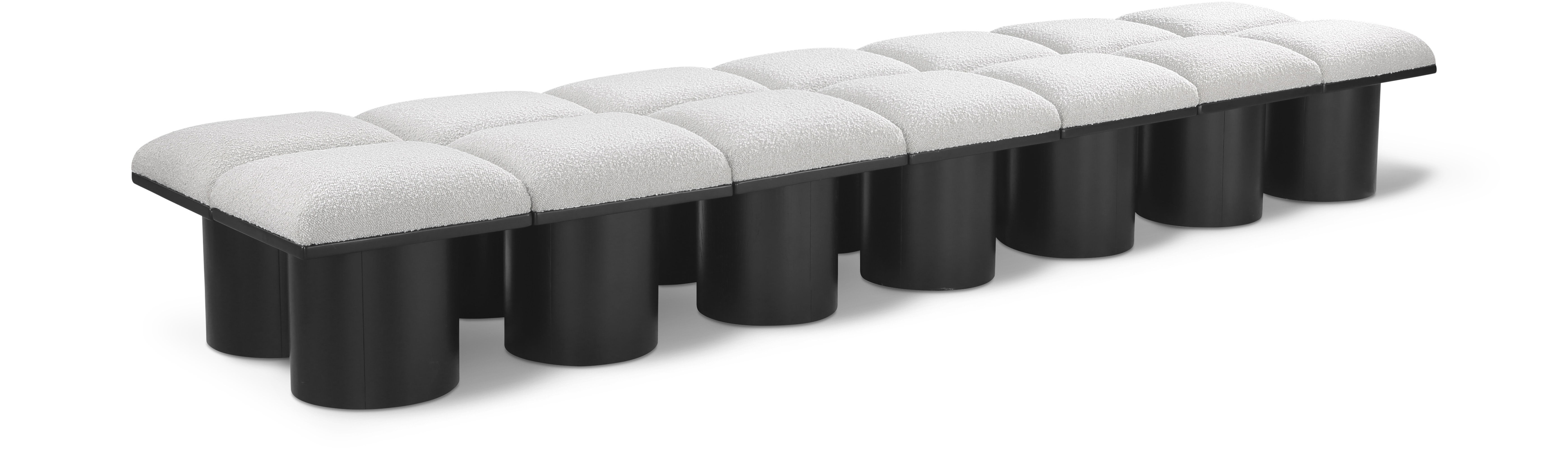 Pavilion - 126" 14 Piece Modular Bench With Black Base - Cream