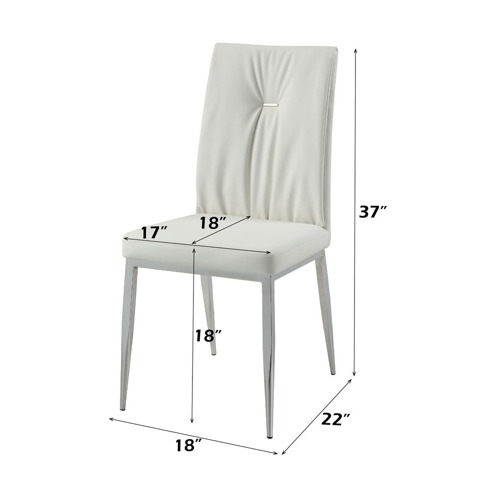 Kamaile - Side Chair (Set of 2) - Beige Synthetic Leather & Chrome, white, view 8