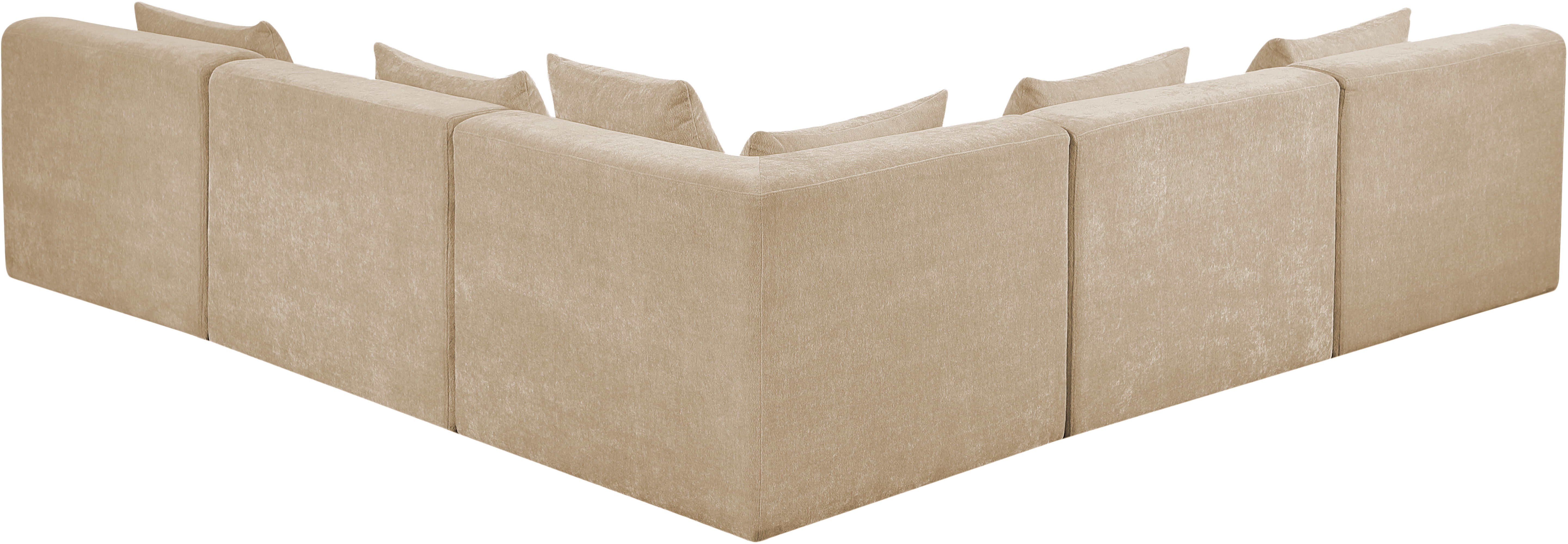 Stellar - 5 Piece Chenille Fabric 114" Upholstered Modular Sectional - Beige
