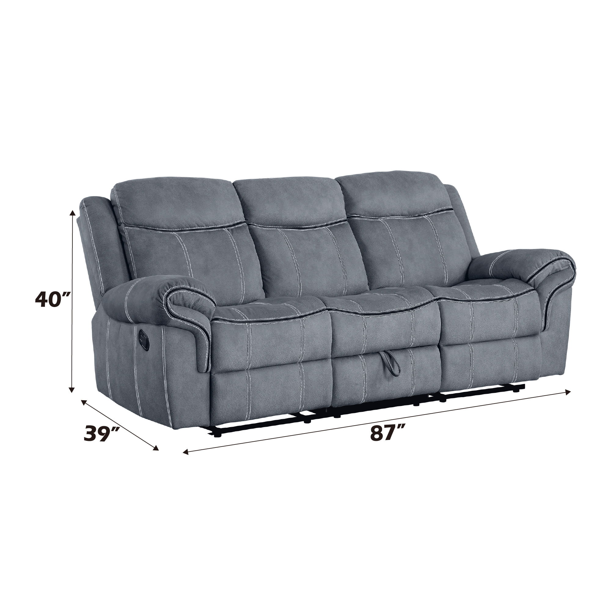 Zubaida - Motion Sofa & Console With USB - Two Tone Gray Velvet, dark gray, view 6