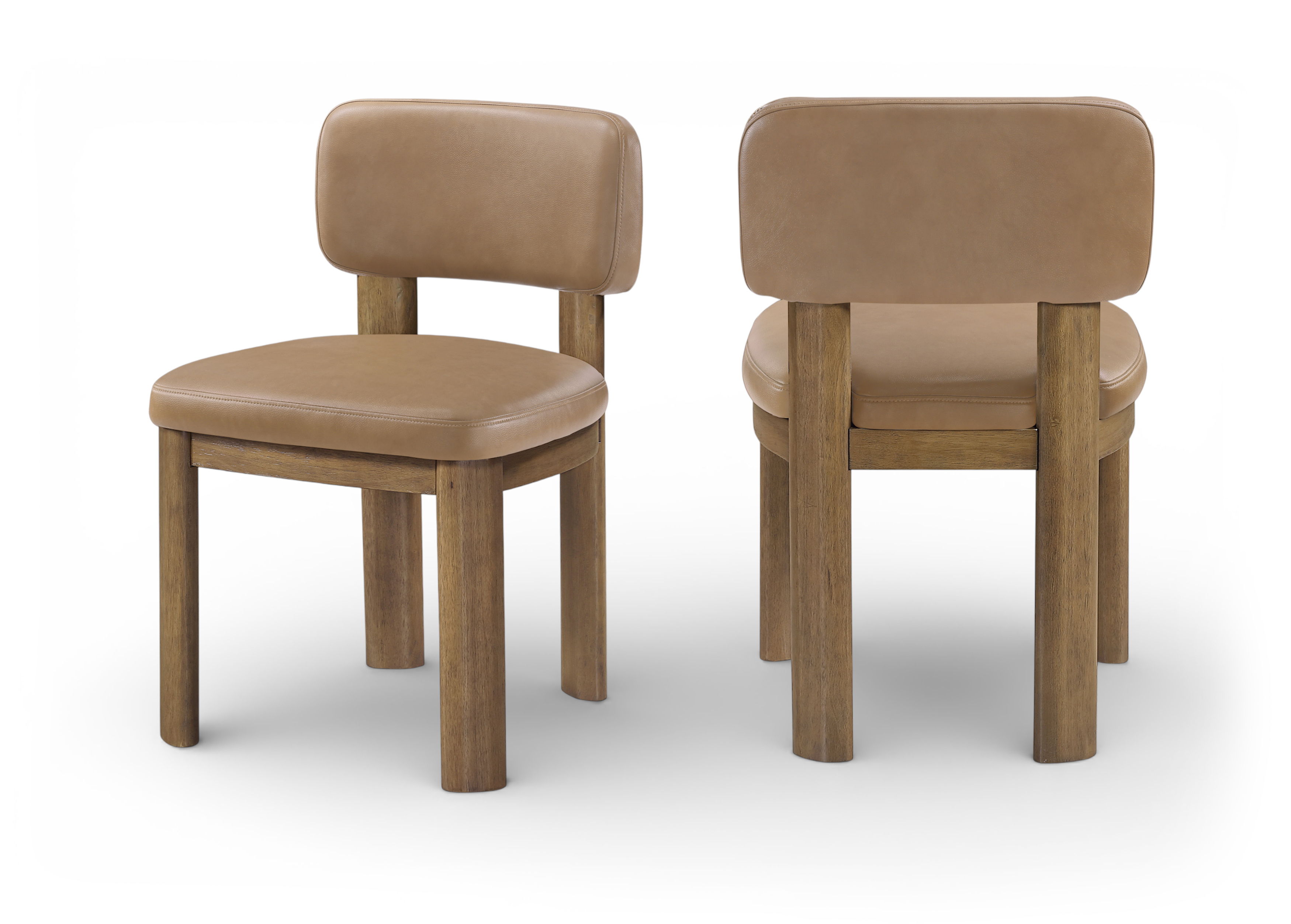 Paloma - Vegan Leather Upholstered Dining Chair (Set of 2) - Tan / Light Brown Walnut