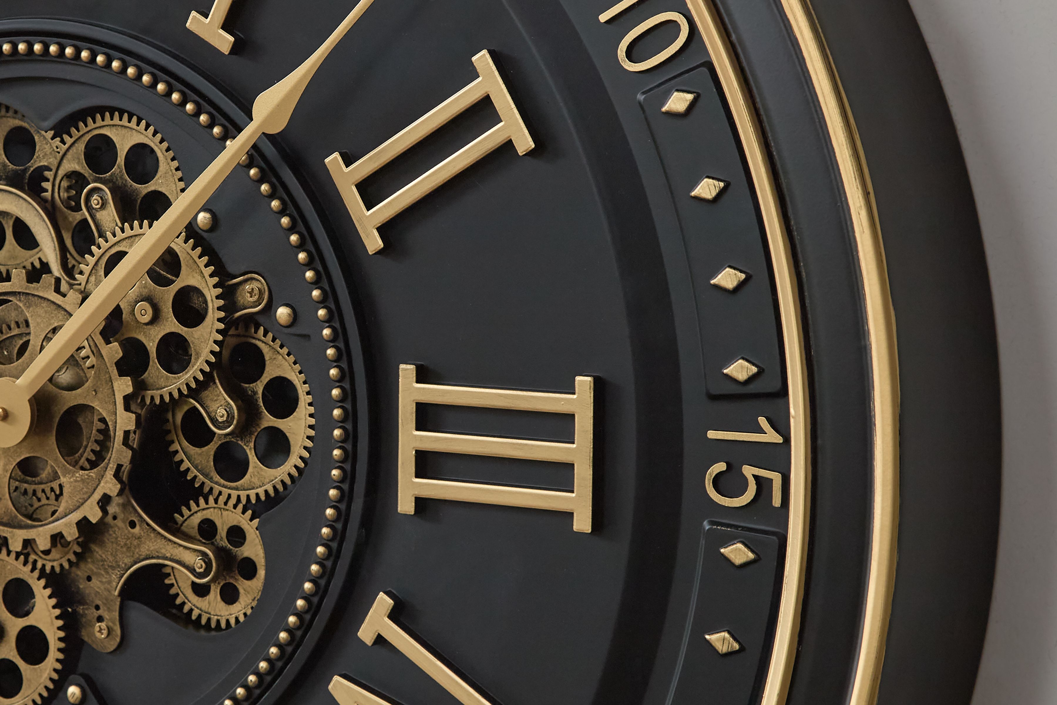 Dairton - Wall Clock - Black / Gold Finish, black, view 5