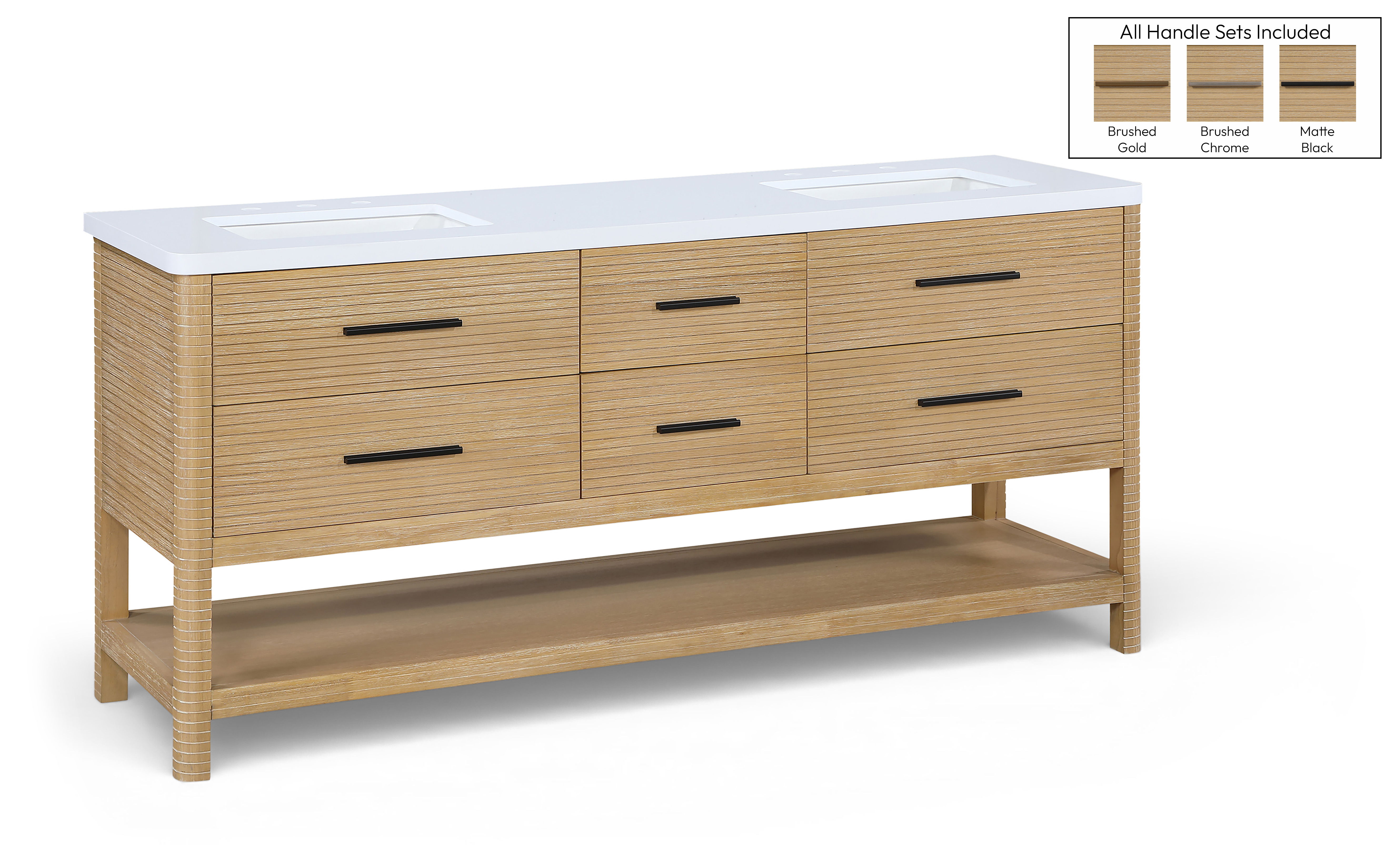 Oakwell - 72'' Bathroom Vanity - Natural / White