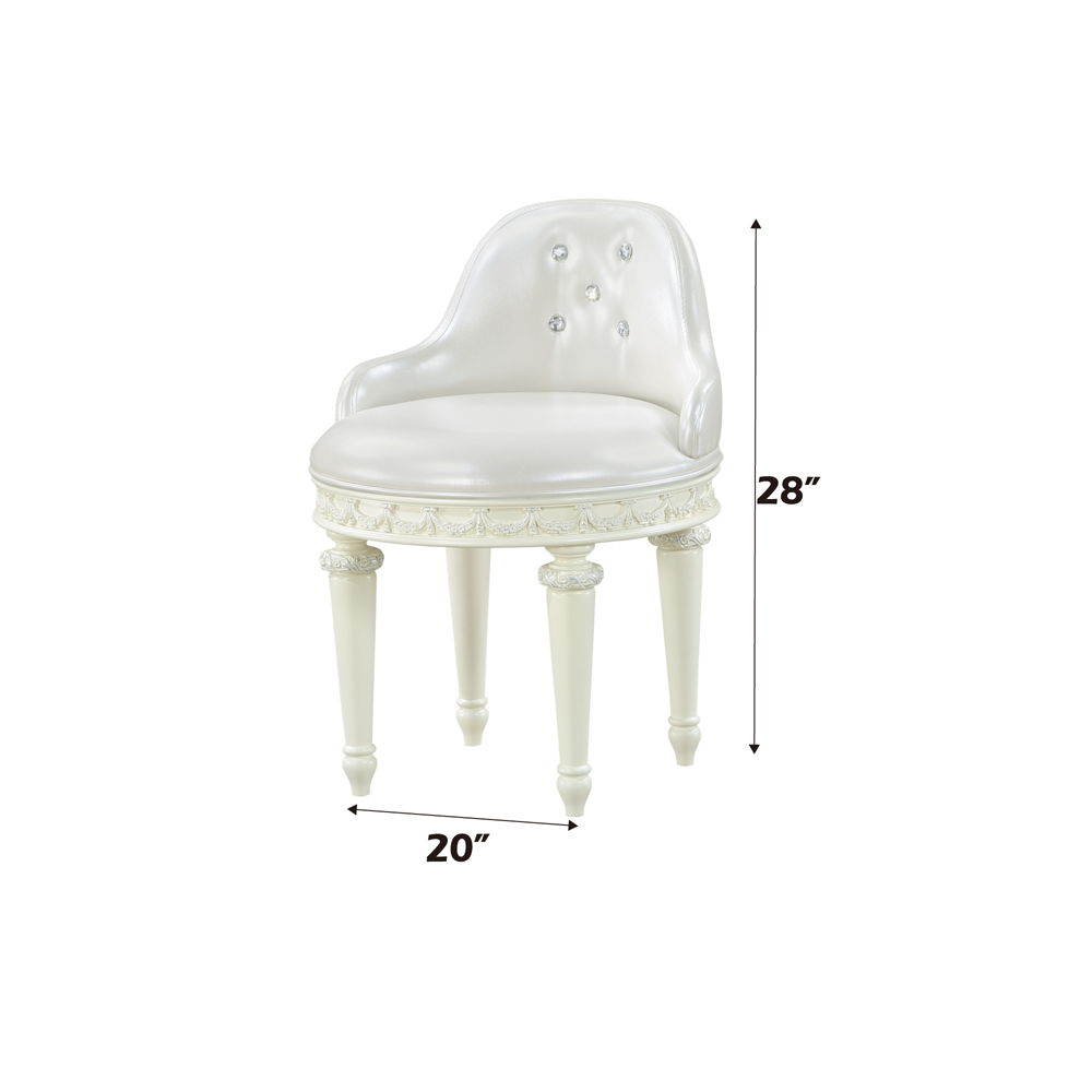 Dorothy - Vanity Chair With Swivel - Ivory, white, view 4