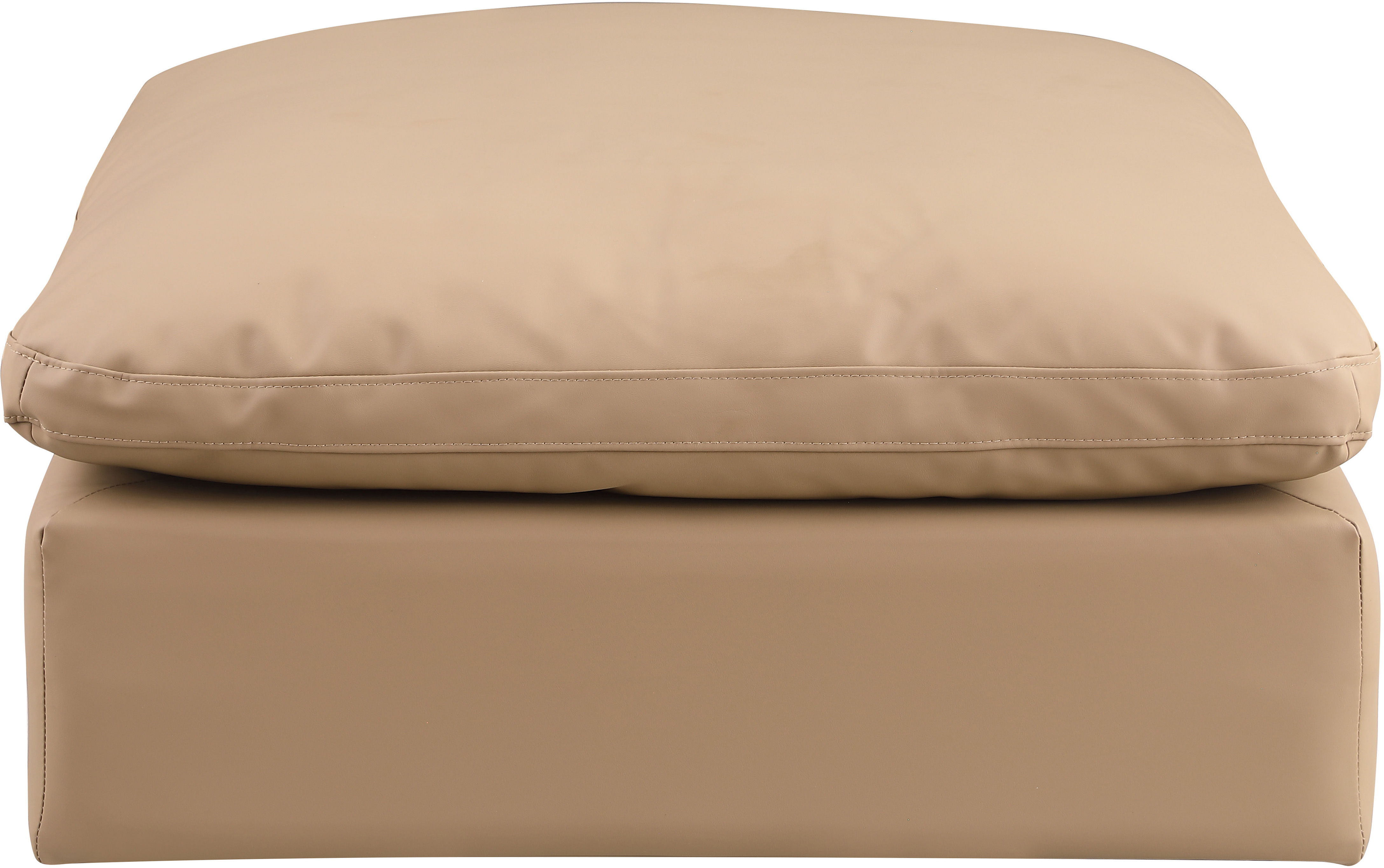 Comfy - Faux Leather Ottoman - Tan