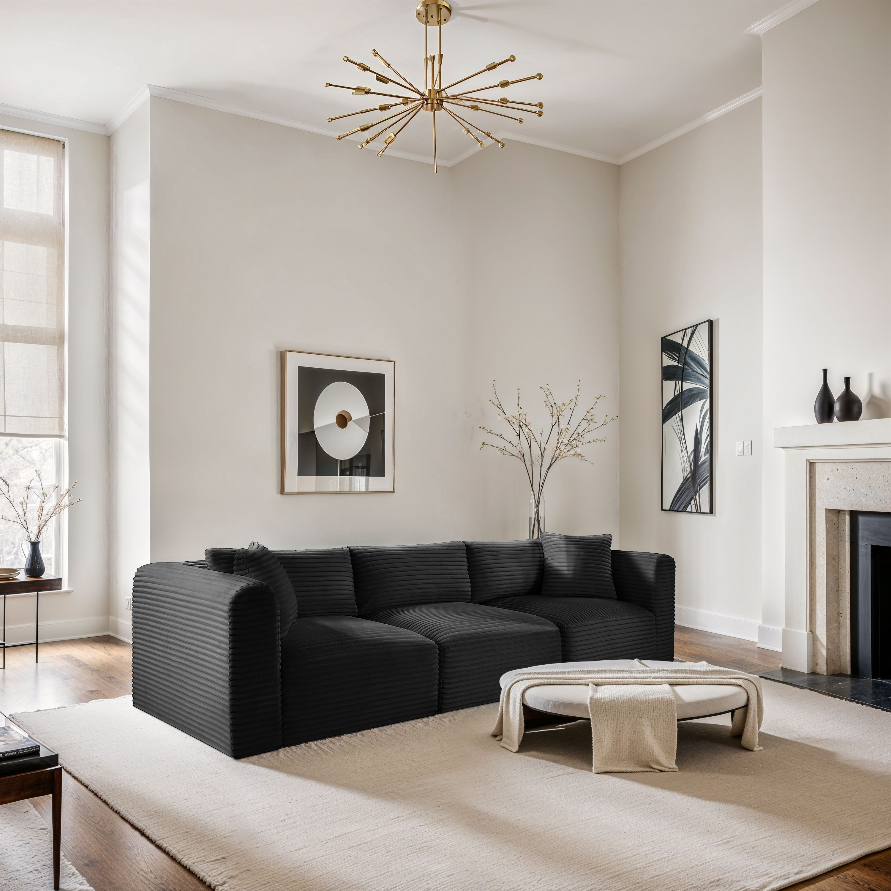 Shaggy - 3 Piece Modular Sofa - Black