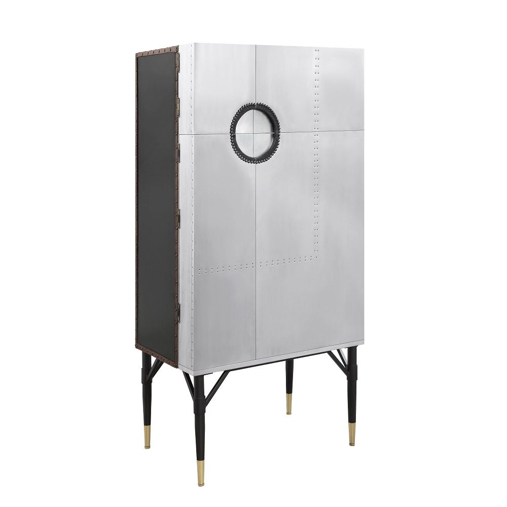Yoela - Wine Cabinet - Leather & Aluminum, silver, view 2