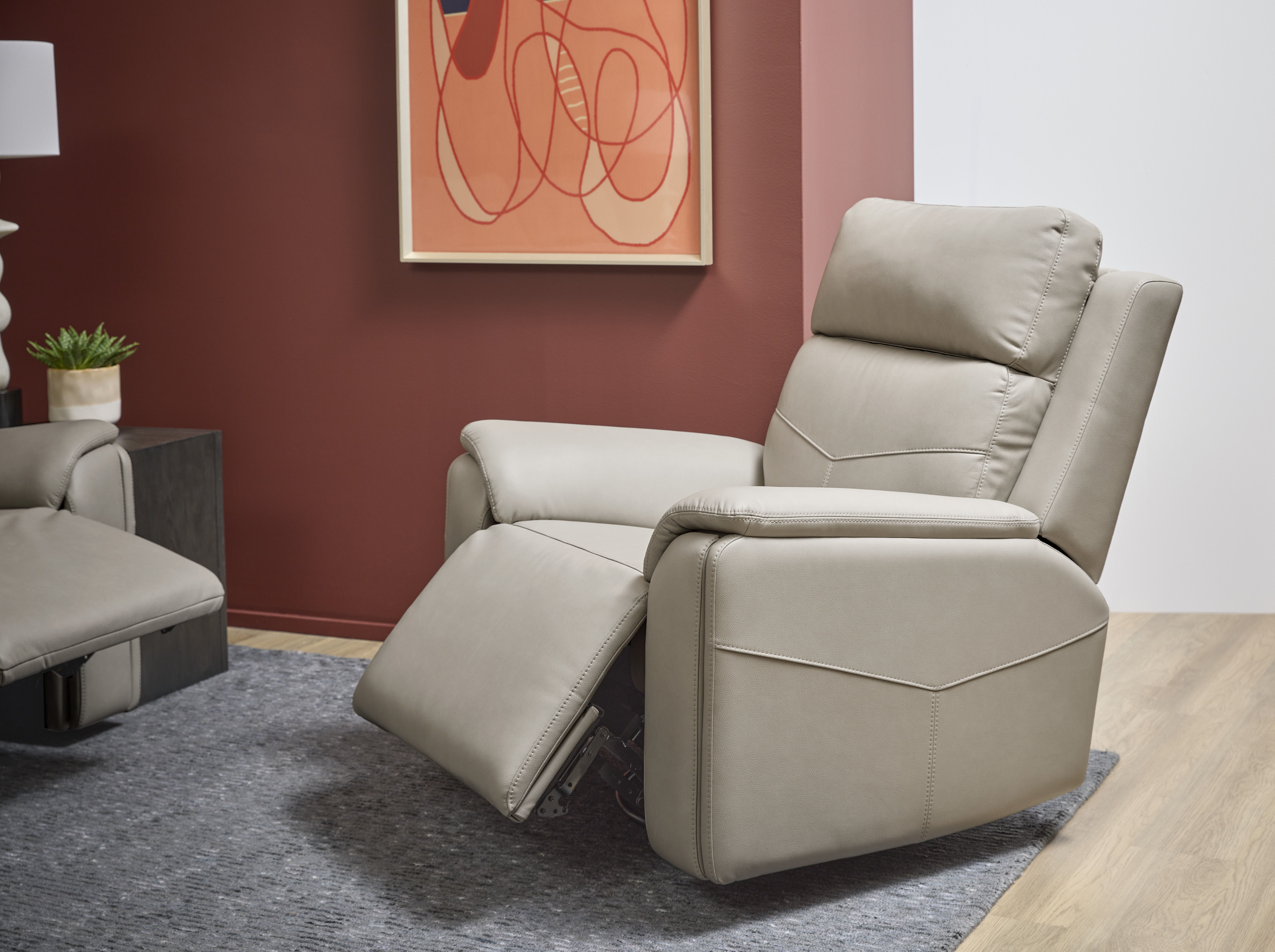 Vernon - Power Swivel Gliding Recliner With Power Headrest, Lumbar, Heat & Massage - Dove Gray, light gray