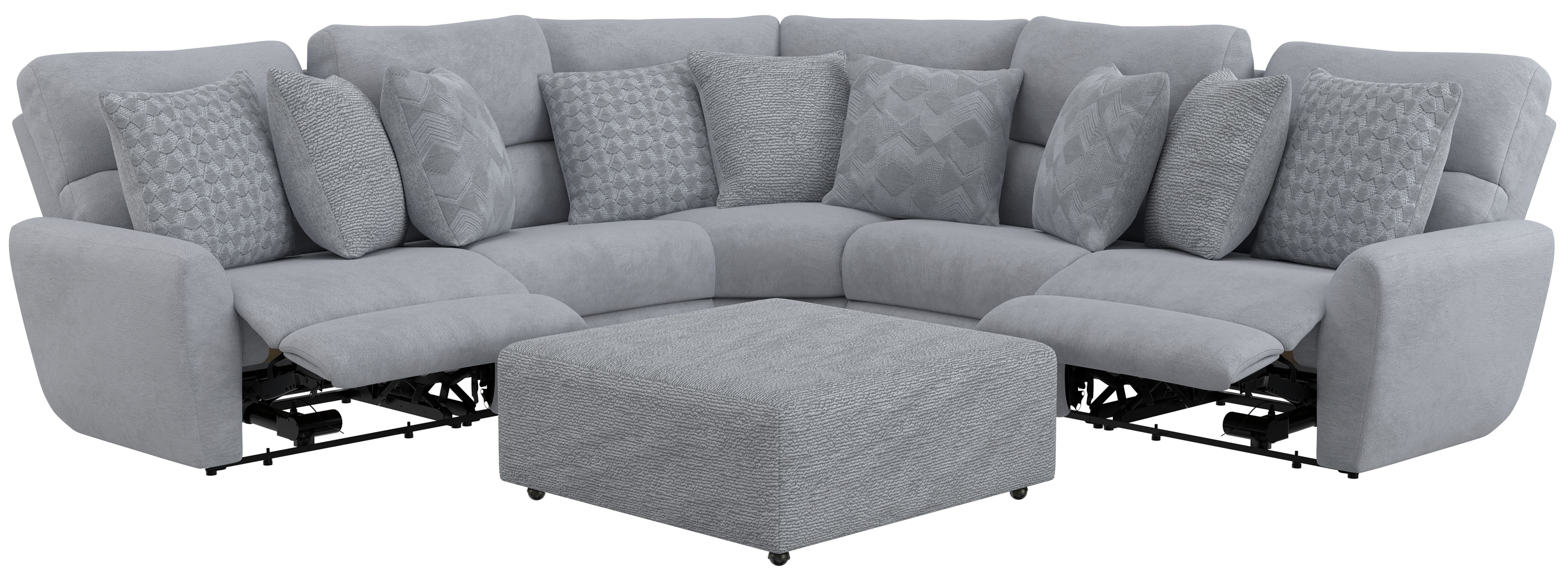 Majesty - 3 Piece Deep Seating Power Reclining Sectional With 1 Castered Cocktail Ottoman - Shark