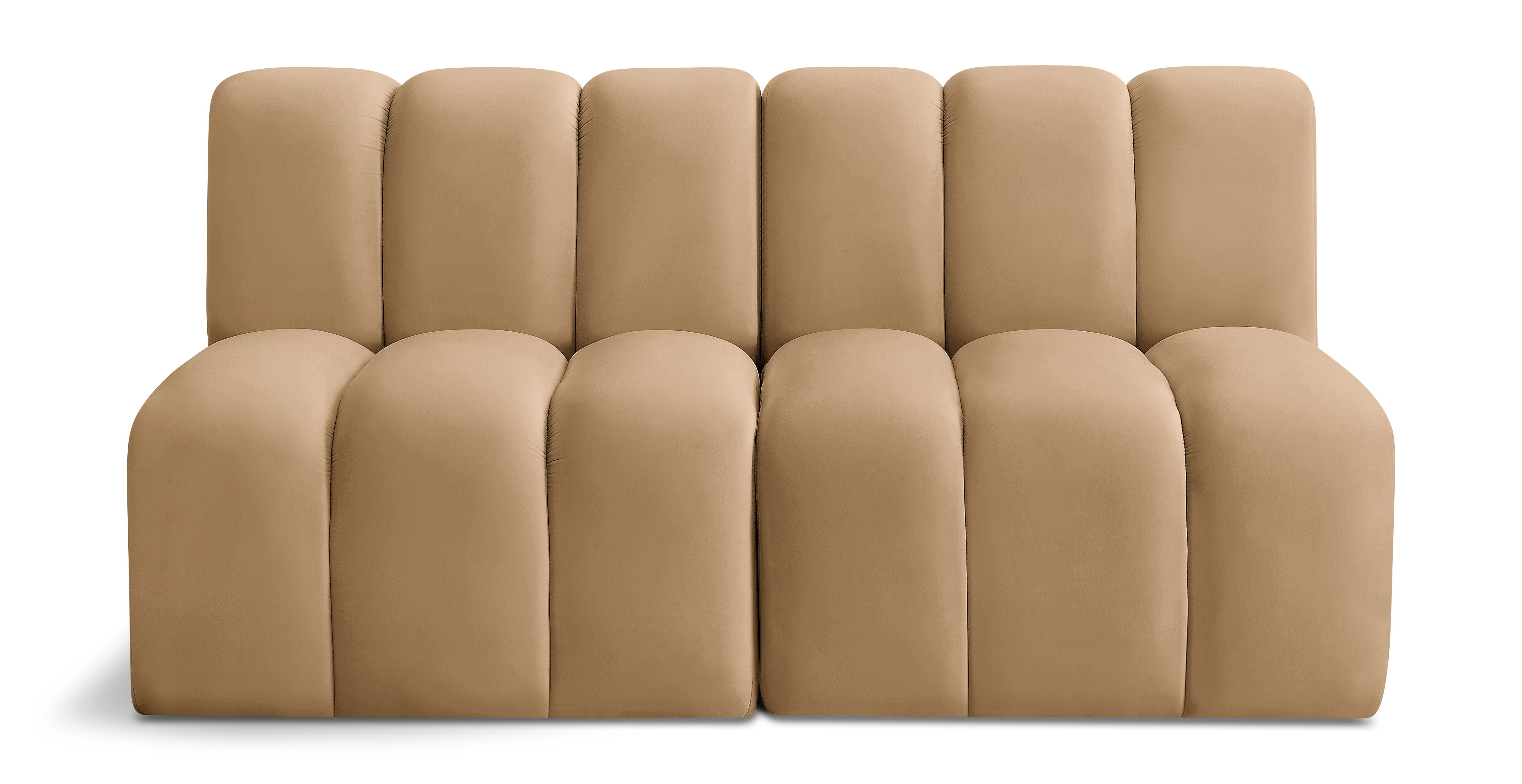 Arc - Velvet 2 Seats Modular Sofa - Camel