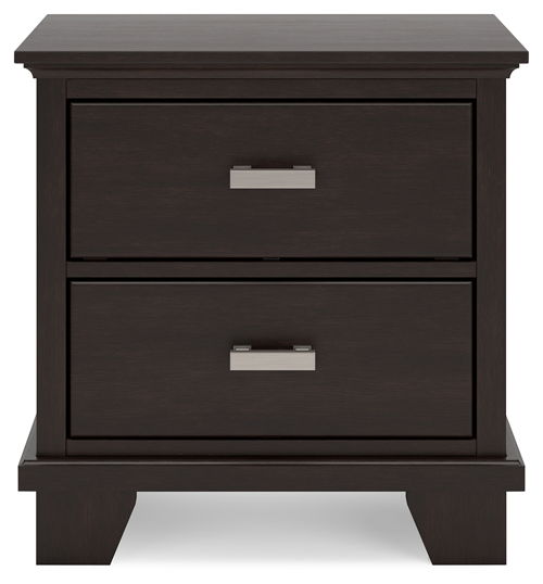 Covetown - Two Drawer Night Stand - Dark Brown, dark brown