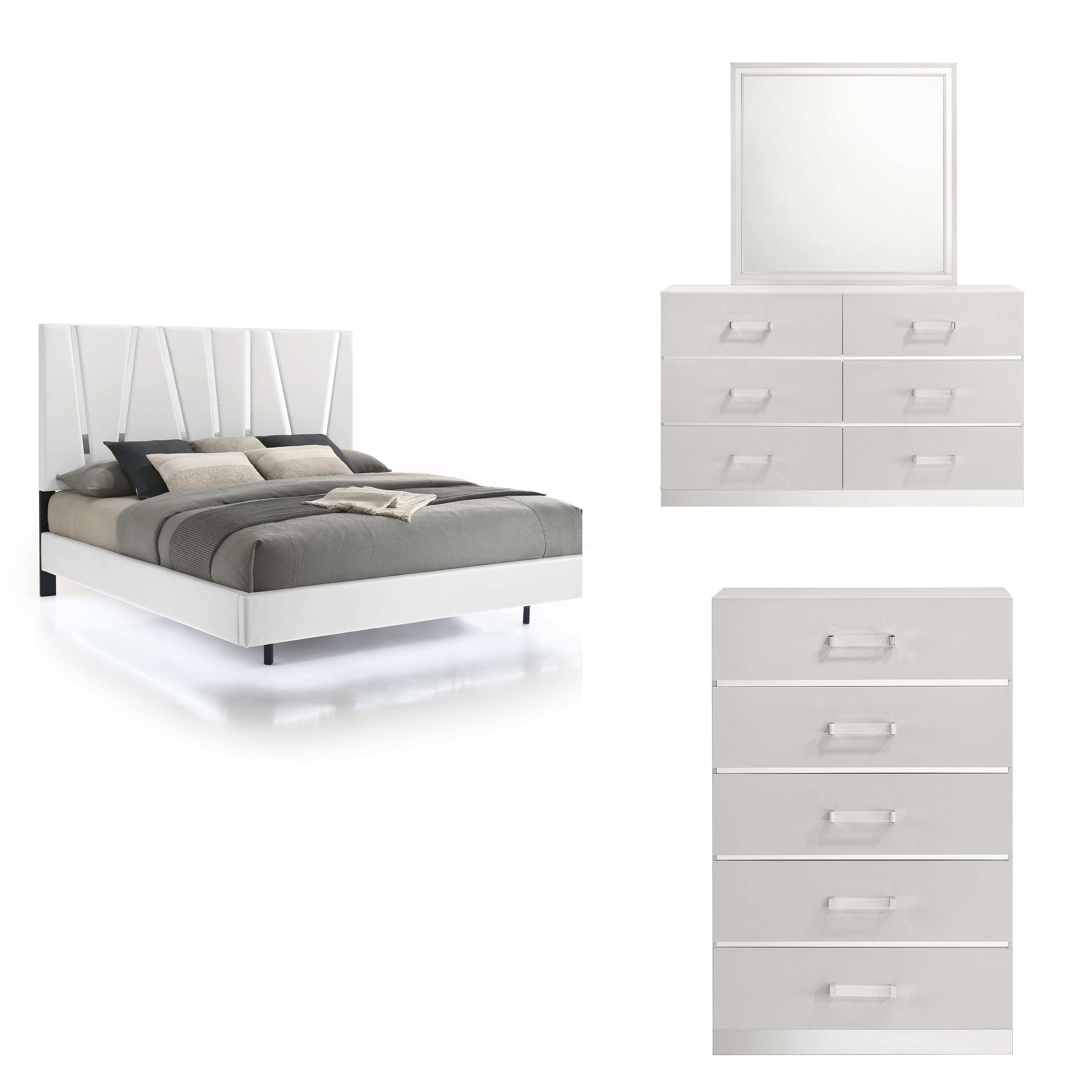 Eastern King · 4 Pc · Bed & Dresser & Mirror & Chest