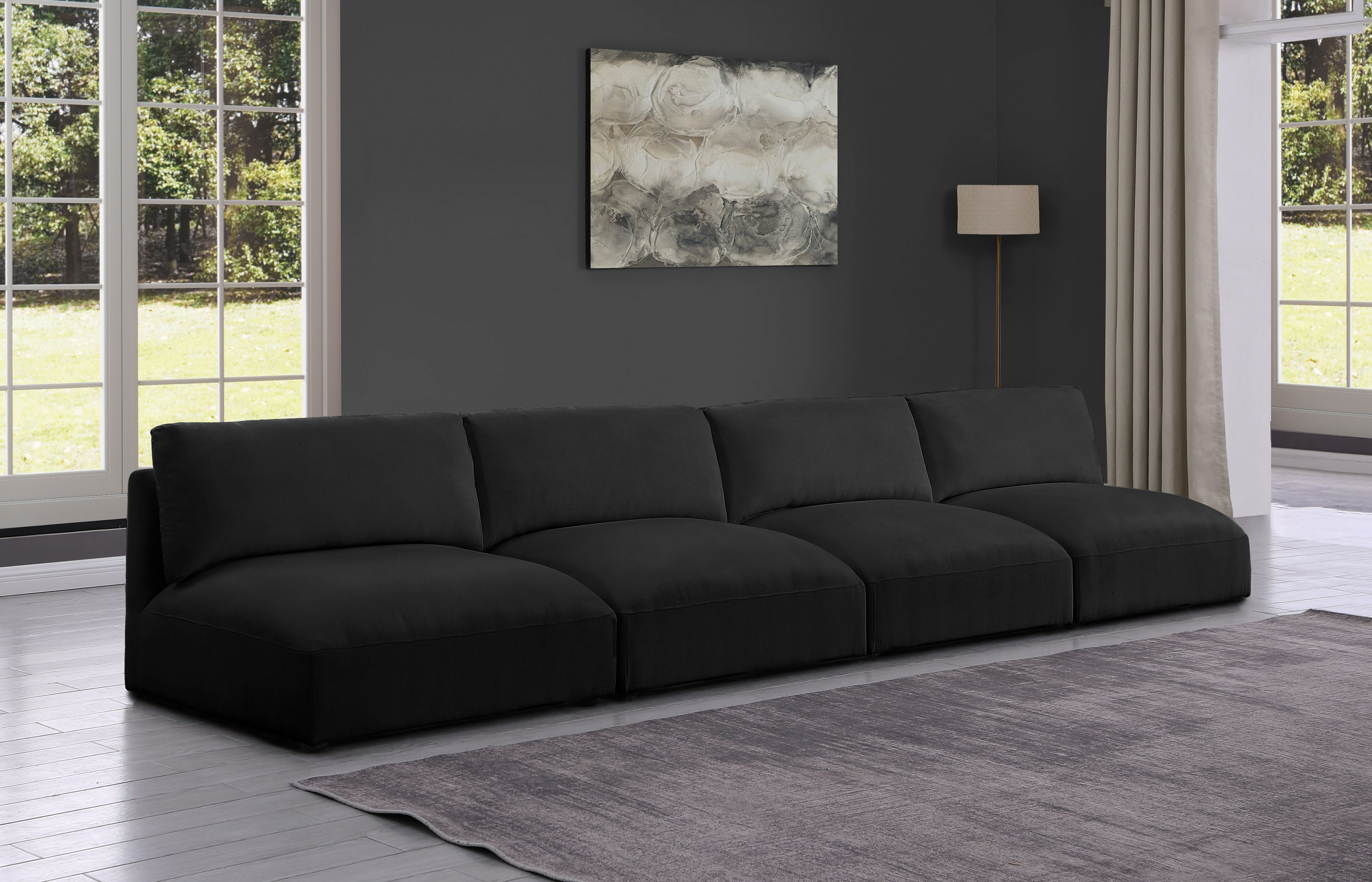 Ease - 4 Piece Modular Armless Sofa - Black