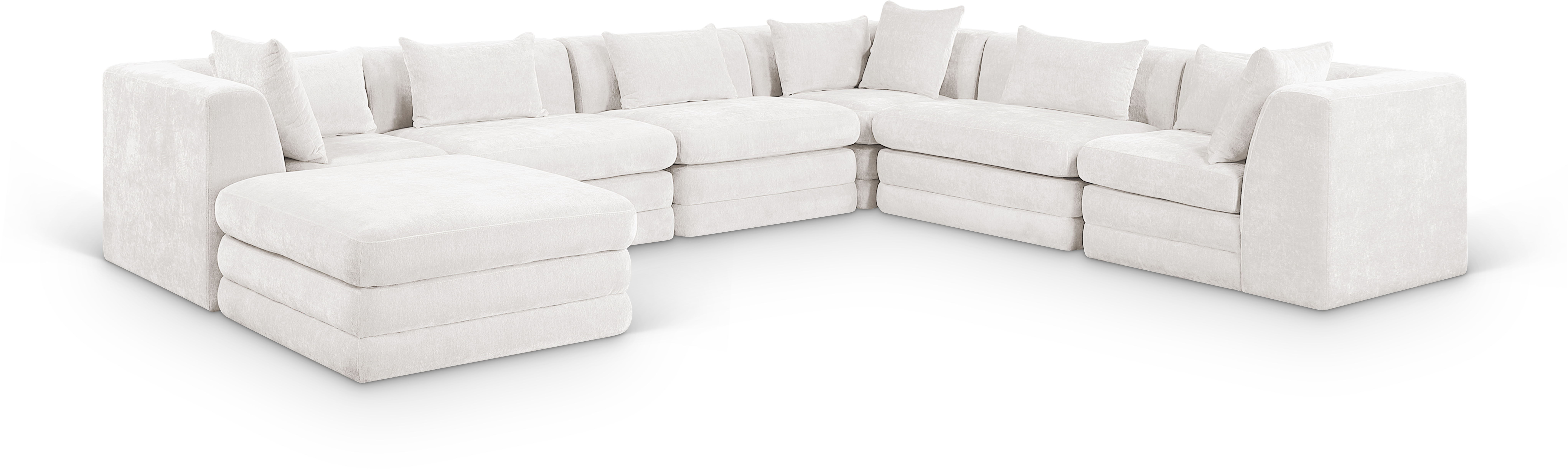 7 Pc · Chenille Fabric 152" Upholstered Modular Sectional