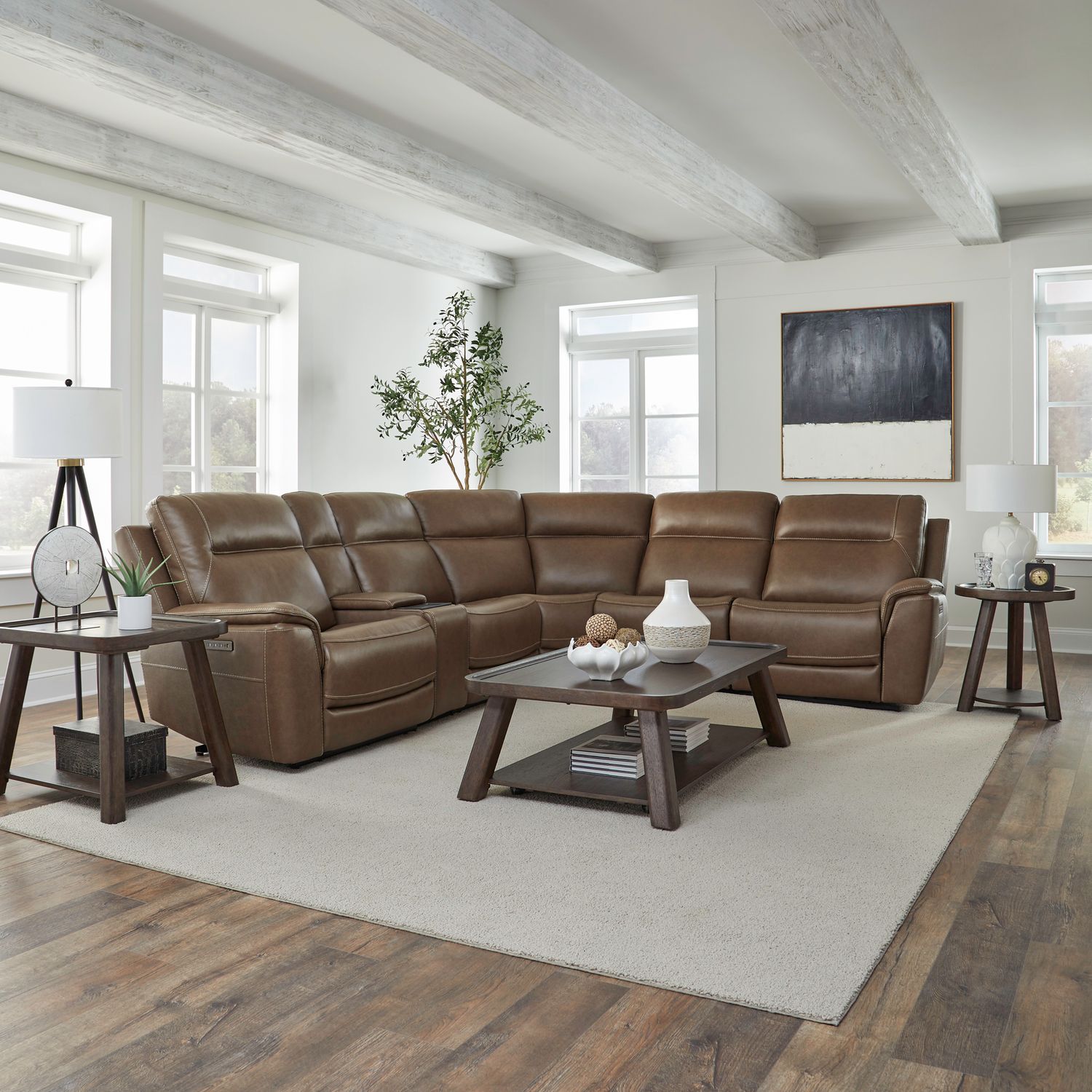 Collins - 6 Piece Sectional - Brown Image
