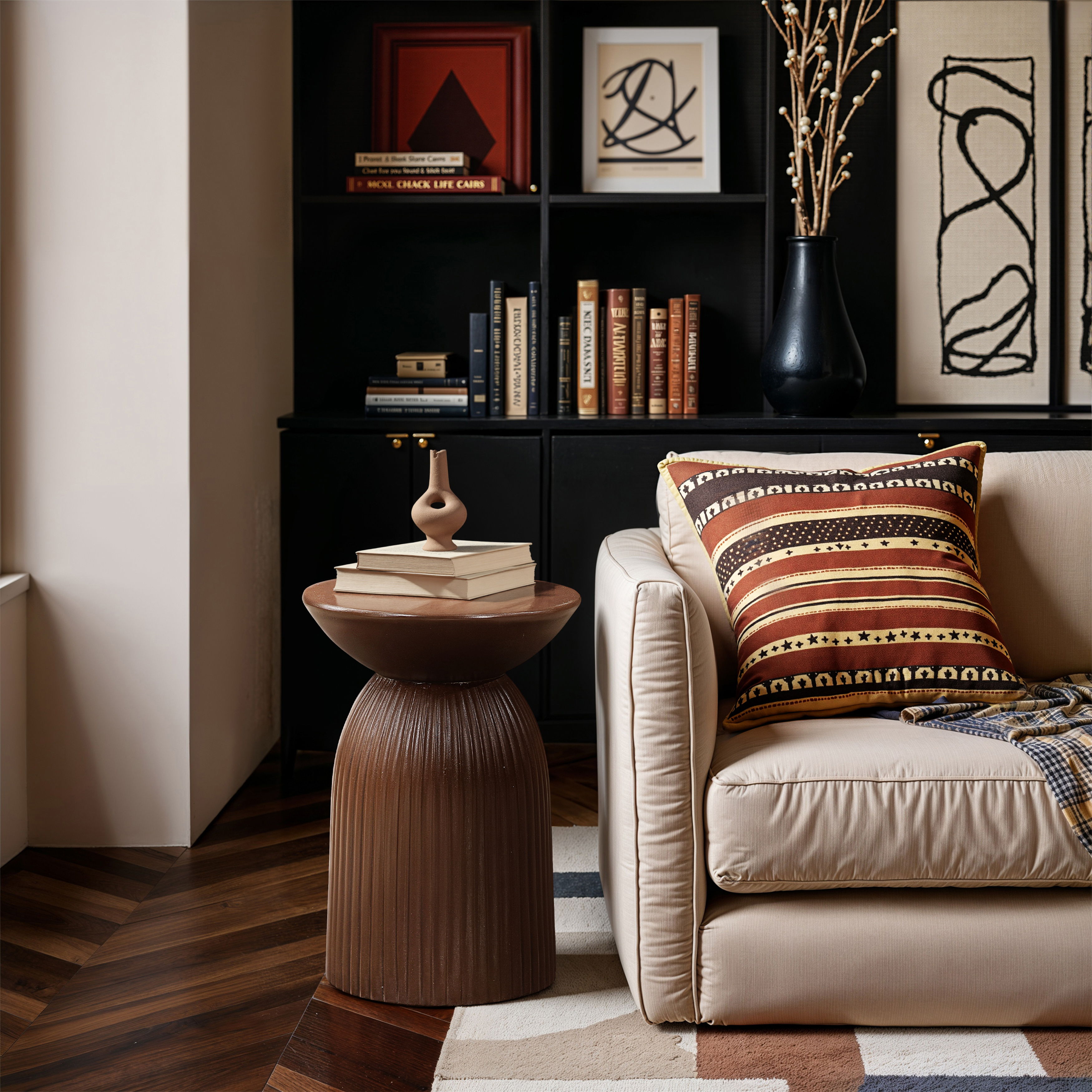 Opani - Concrete End Table - Brown