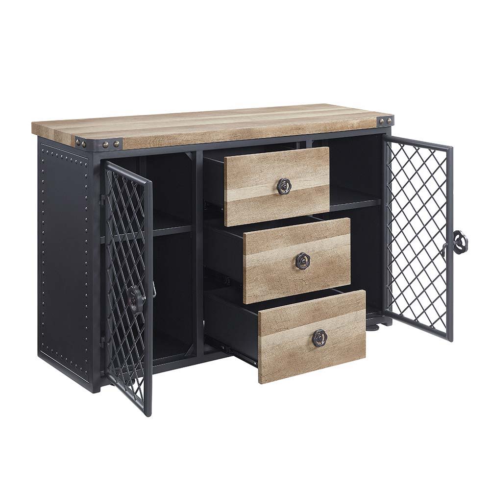 Edina - Server - Oak & Sandy Black, light brown, view 2