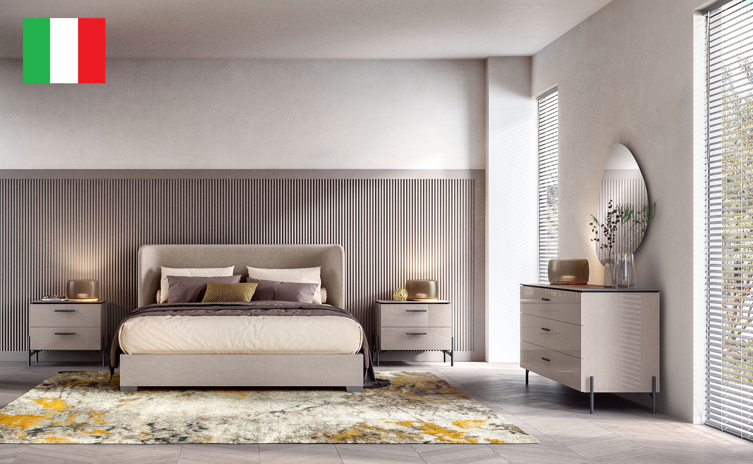 Silvia - Upholstered King Size Bed - Light Beige