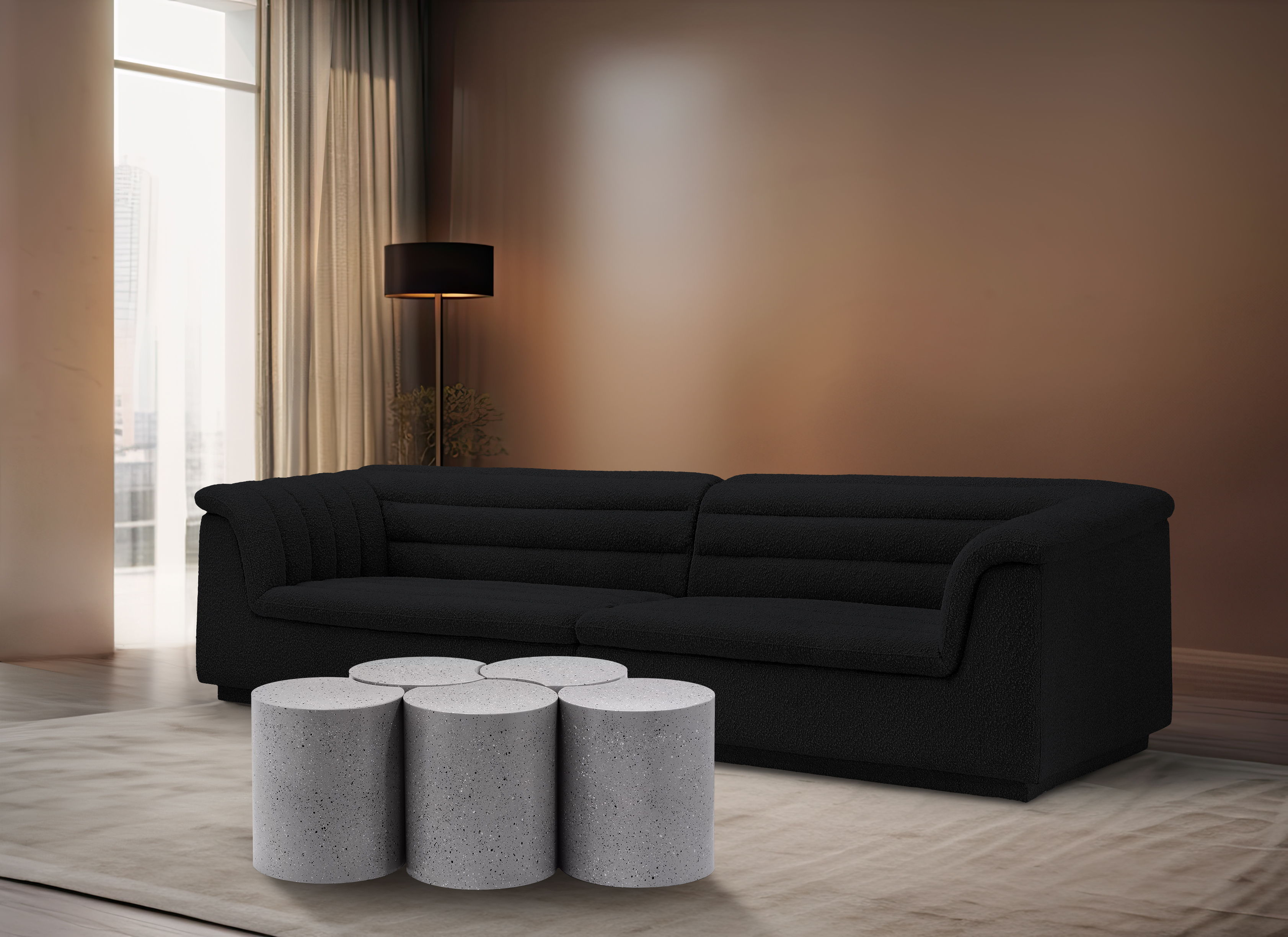 Dimple - 20" 5 Piece Modular Coffee Table - White Terazzo