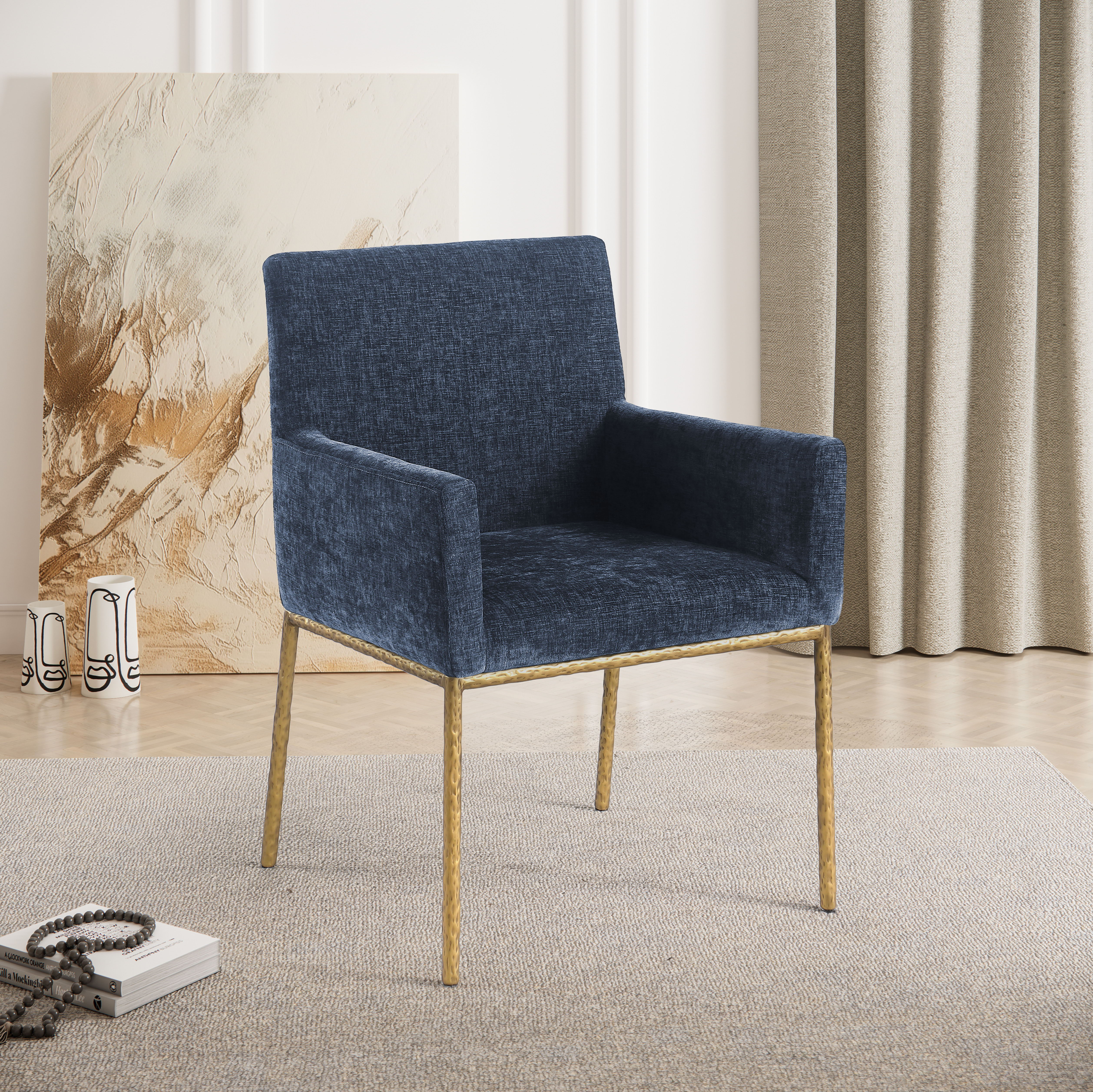 Reeves - Dining Chair With Gold Legs (Set of 2) - Navy