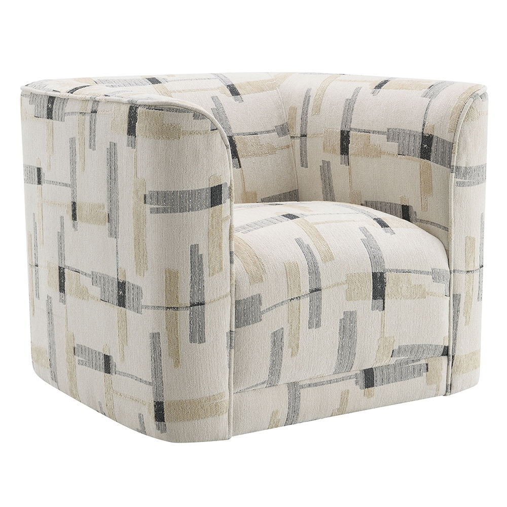 Darya - Chair With Swivel - Beige Pattern Fabric, beige
