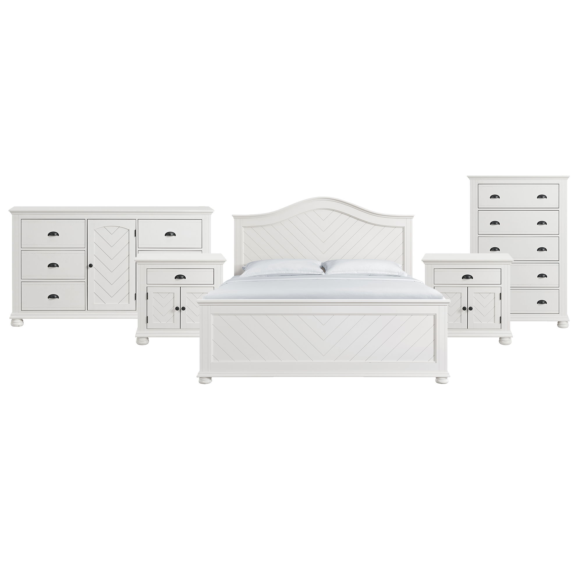 King · 5 Pc · Bedroom Set With 2 Nightstands, Dresser & Chest